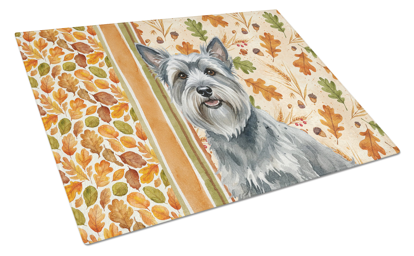 Caroline's Treasures Gray Skye Terrier Heirloom Fall Glass Cutting Board