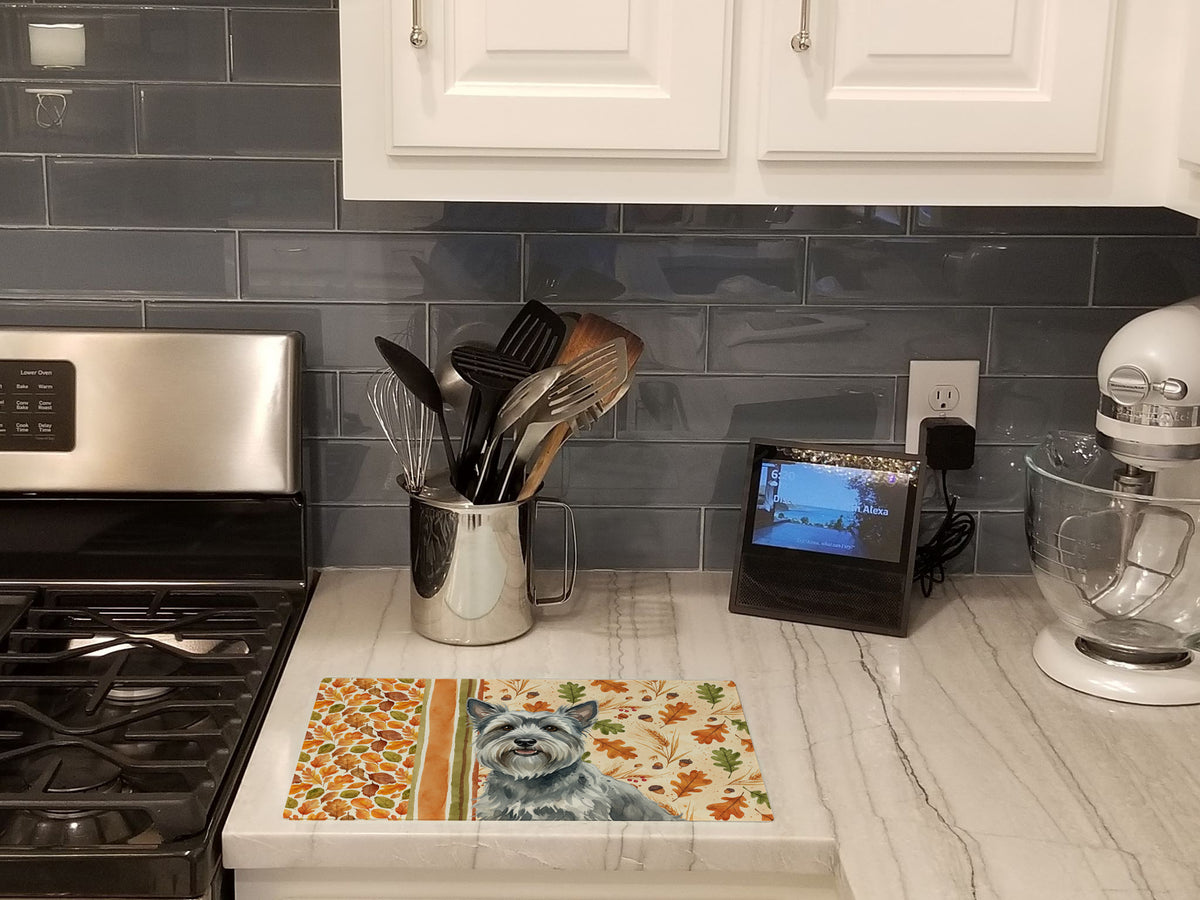 Caroline's Treasures Gray Skye Terrier Heirloom Fall Glass Cutting Board