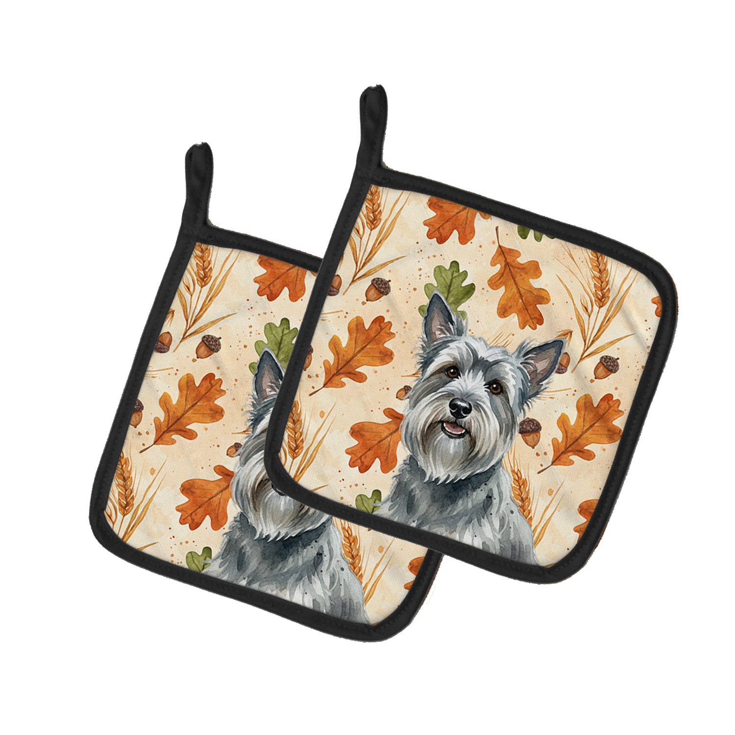 Caroline's Treasures Gray Skye Terrier Heirloom Fall Pair of Pot Holders
