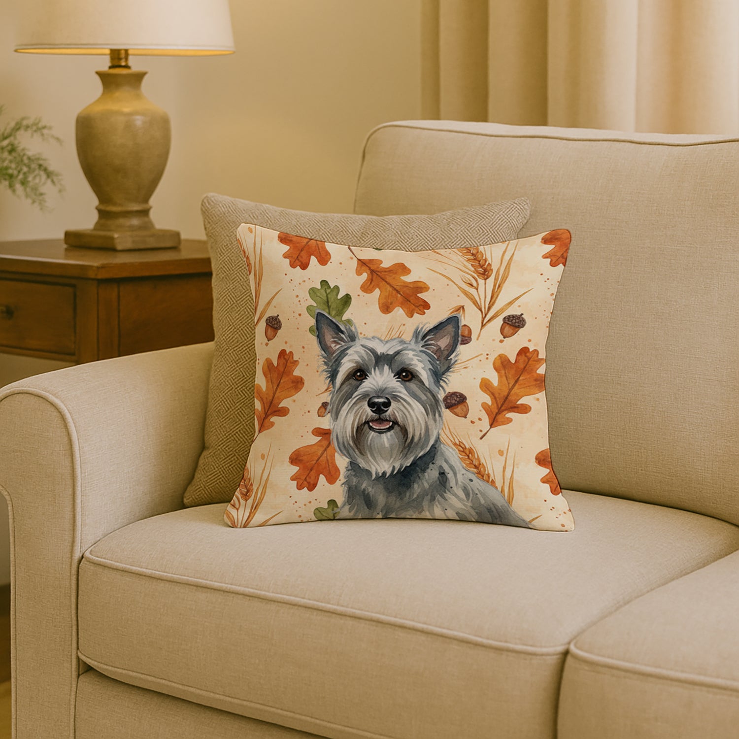 Caroline's Treasures Gray Skye Terrier Heirloom Fall Throw Pillow