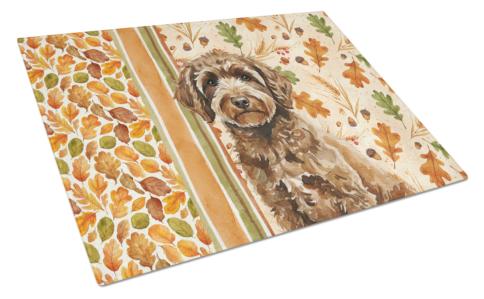 Caroline's Treasures Spanish Water Dog Heirloom Fall Glass Cutting Board