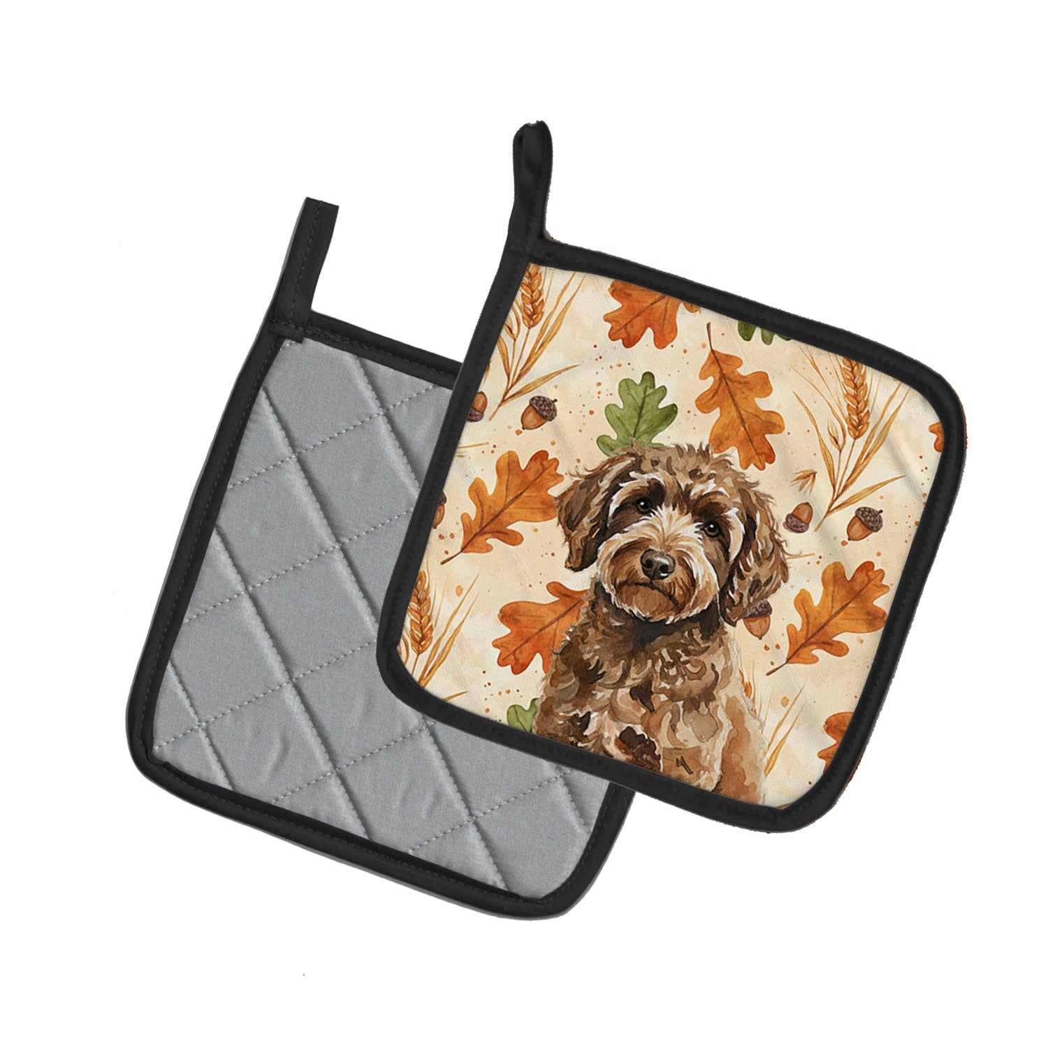 Caroline's Treasures Spanish Water Dog Heirloom Fall Pair of Pot Holders
