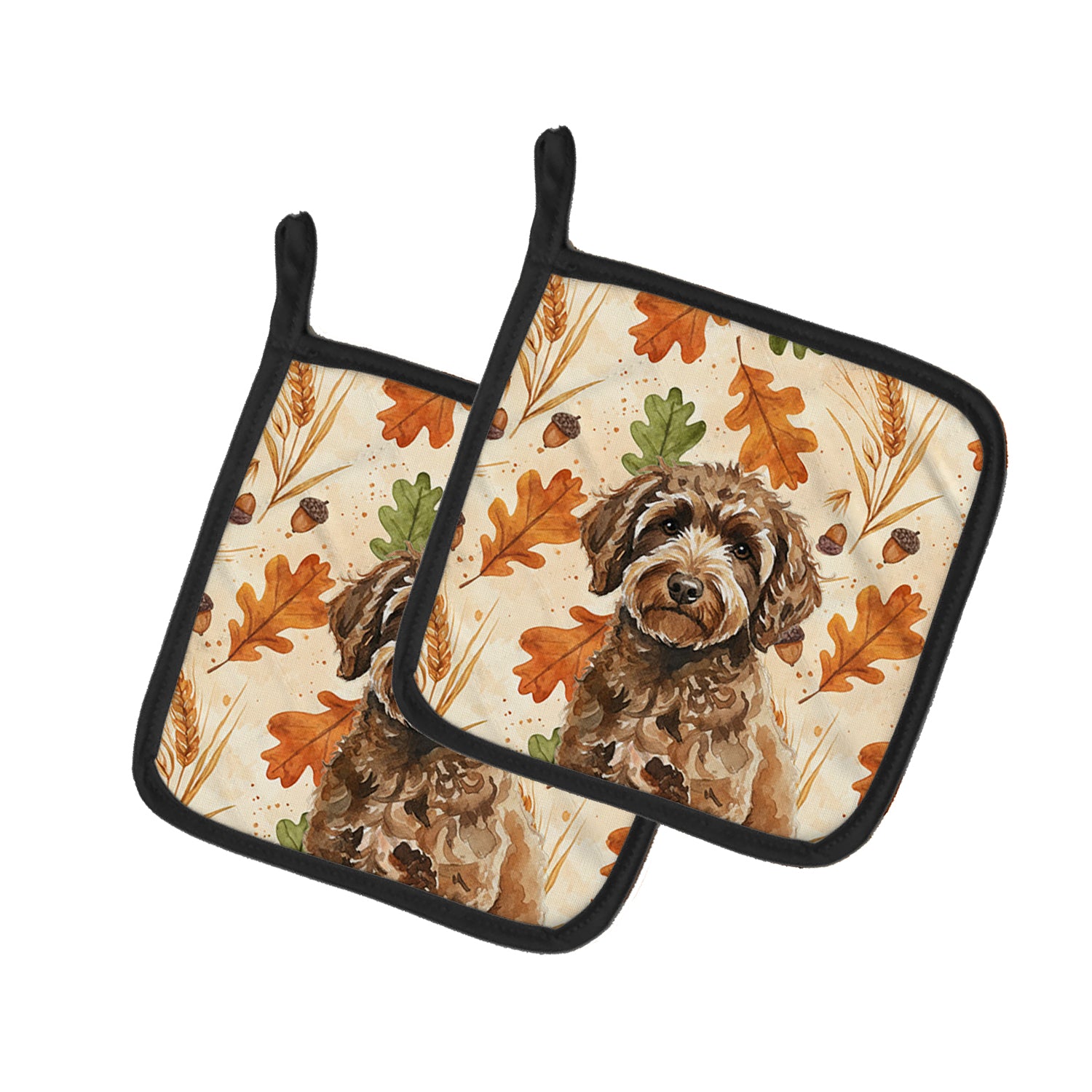 Caroline's Treasures Spanish Water Dog Heirloom Fall Pair of Pot Holders