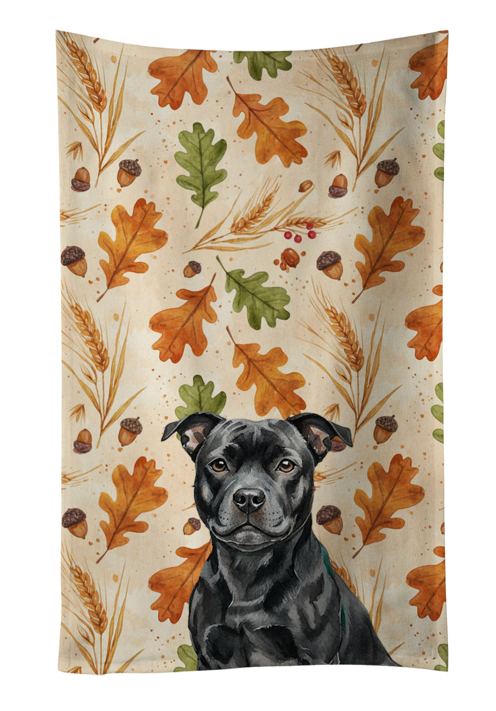 Caroline's Treasures Black Staffordshire Bull Terrier Heirloom Fall Kitchen Towel