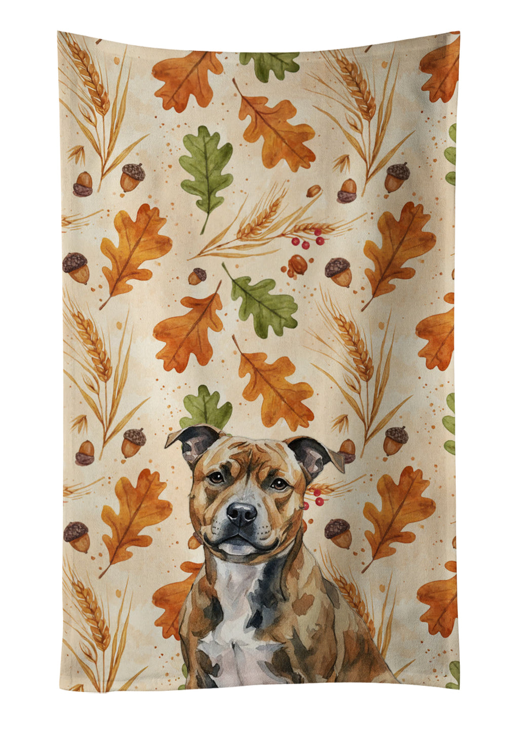 Caroline's Treasures Brindle Staffordshire Bull Terrier Heirloom Fall Kitchen Towel