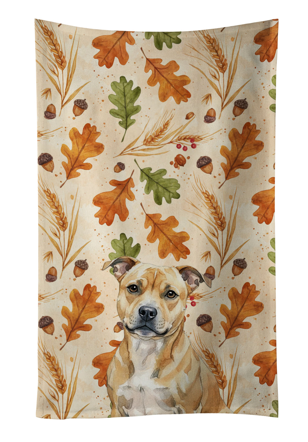 Caroline's Treasures Fawn Staffordshire Bull Terrier Heirloom Fall Kitchen Towel