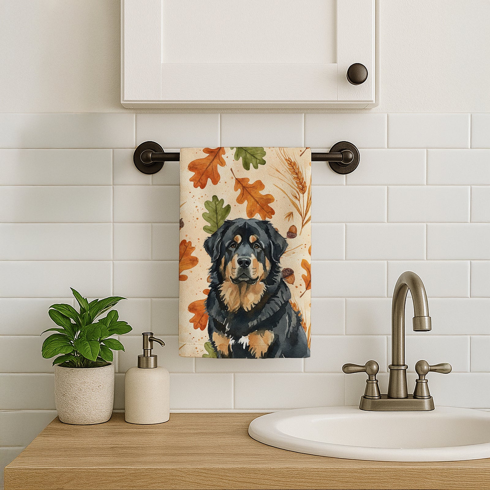 Caroline's Treasures Black and Tan Tibetan Mastiff Heirloom Fall Kitchen Towel