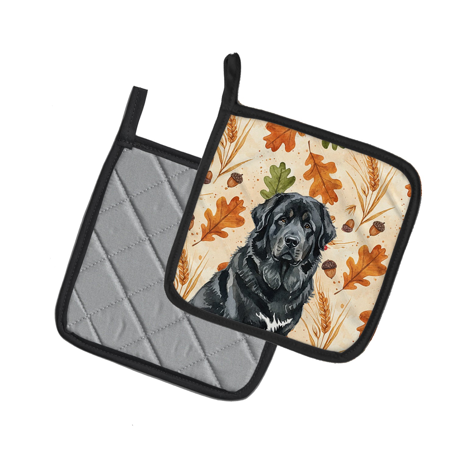 Caroline's Treasures Black Tibetan Mastiff Heirloom Fall Pair of Pot Holders