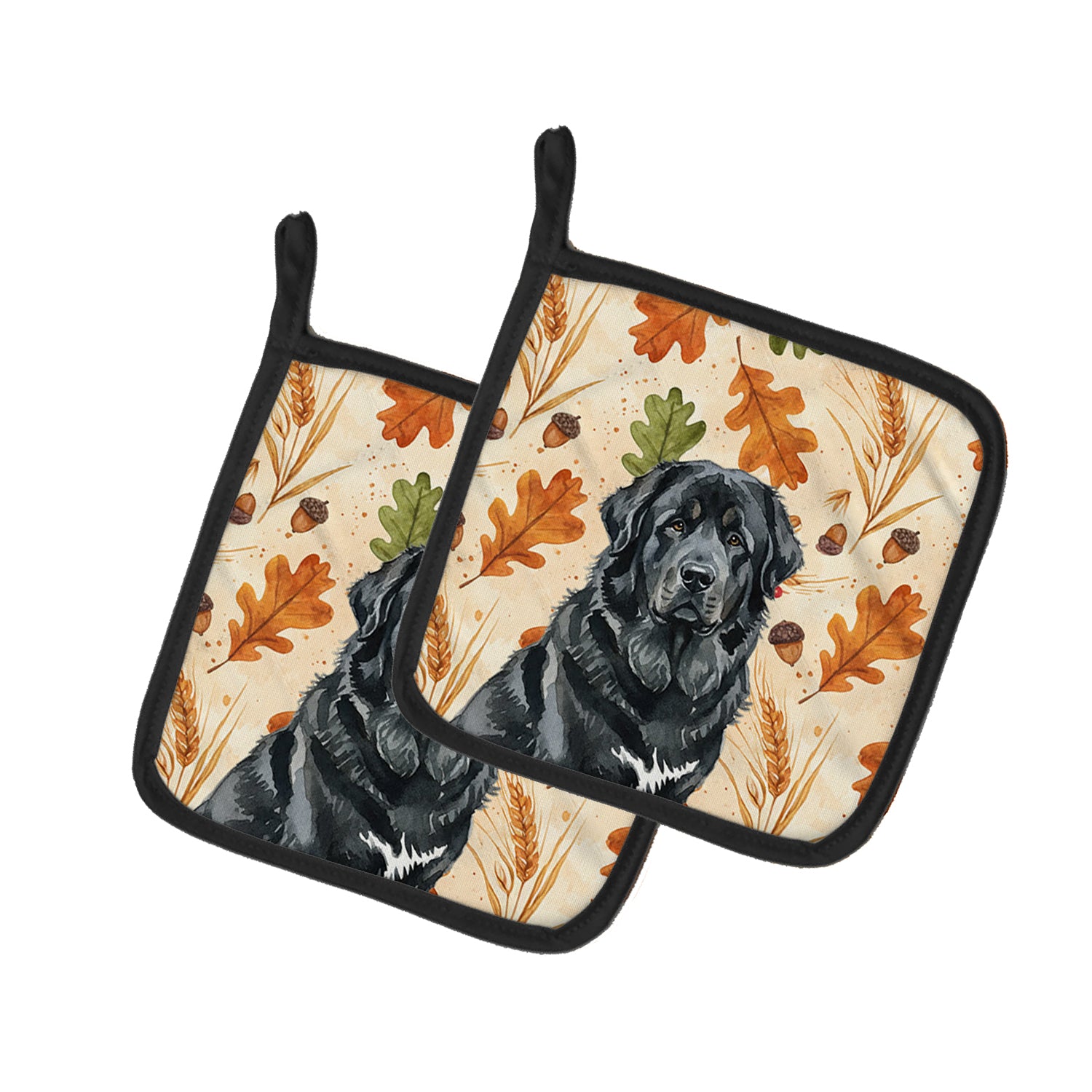 Caroline's Treasures Black Tibetan Mastiff Heirloom Fall Pair of Pot Holders