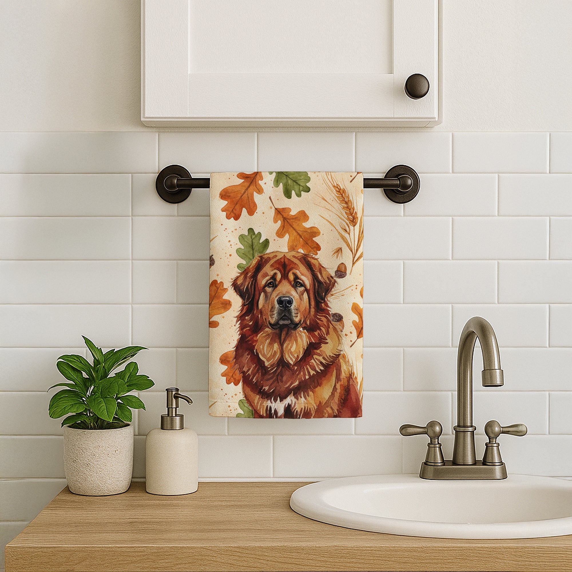 Caroline's Treasures Red Gold Tibetan Mastiff Heirloom Fall Kitchen Towel