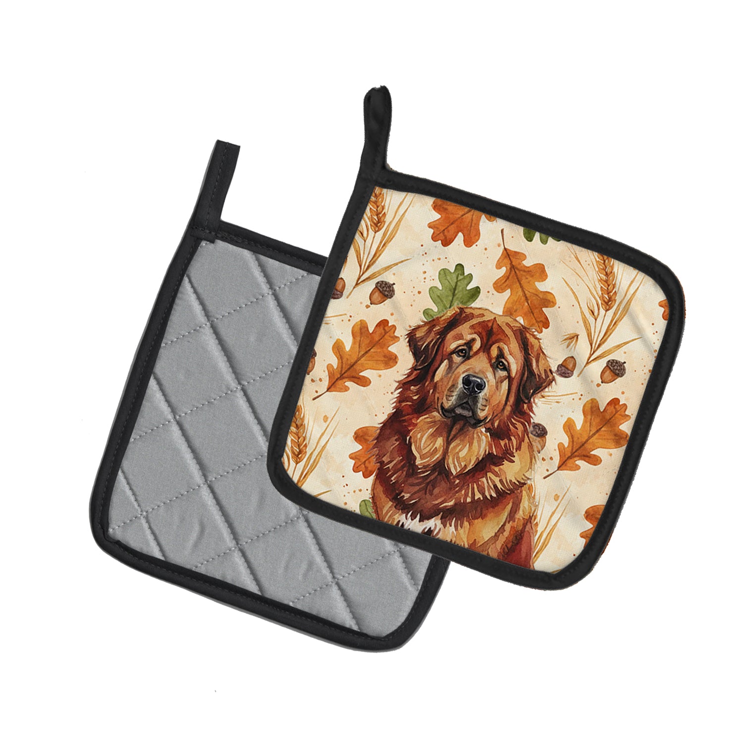 Caroline's Treasures Red Gold Tibetan Mastiff Heirloom Fall Pair of Pot Holders