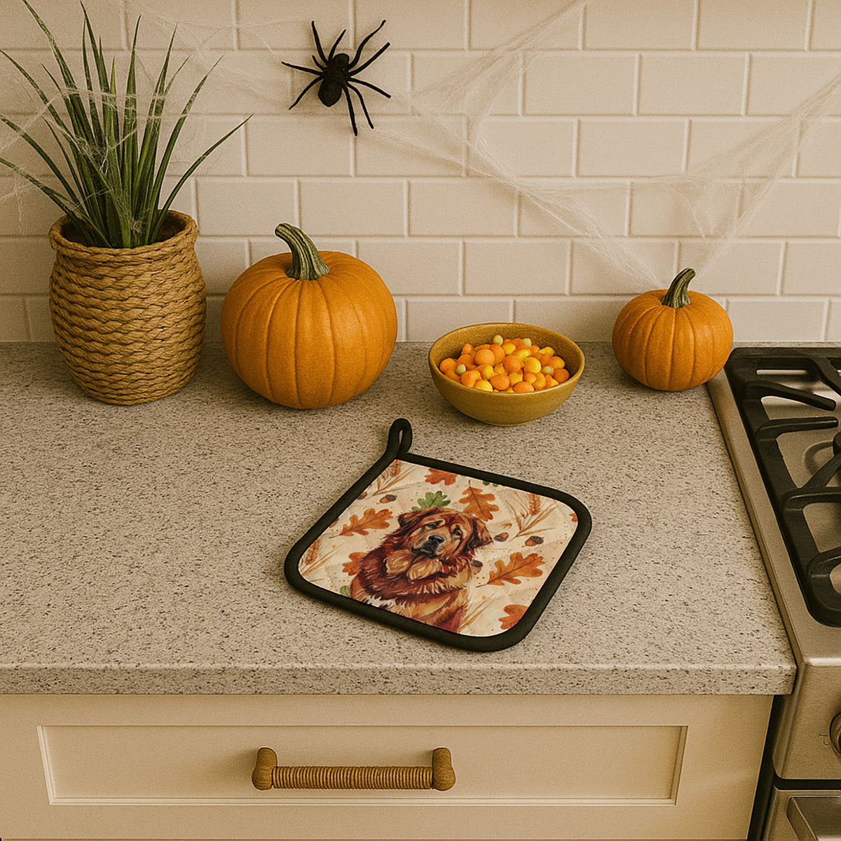 Caroline's Treasures Red Gold Tibetan Mastiff Heirloom Fall Pair of Pot Holders