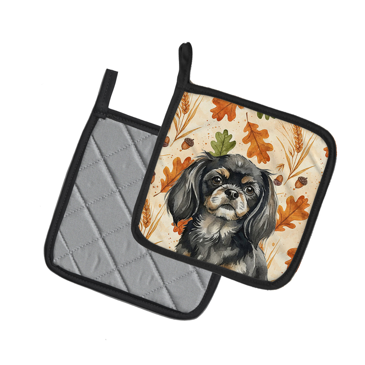 Caroline's Treasures Black and Tan Tibetan Spaniel Heirloom Fall Pair of Pot Holders