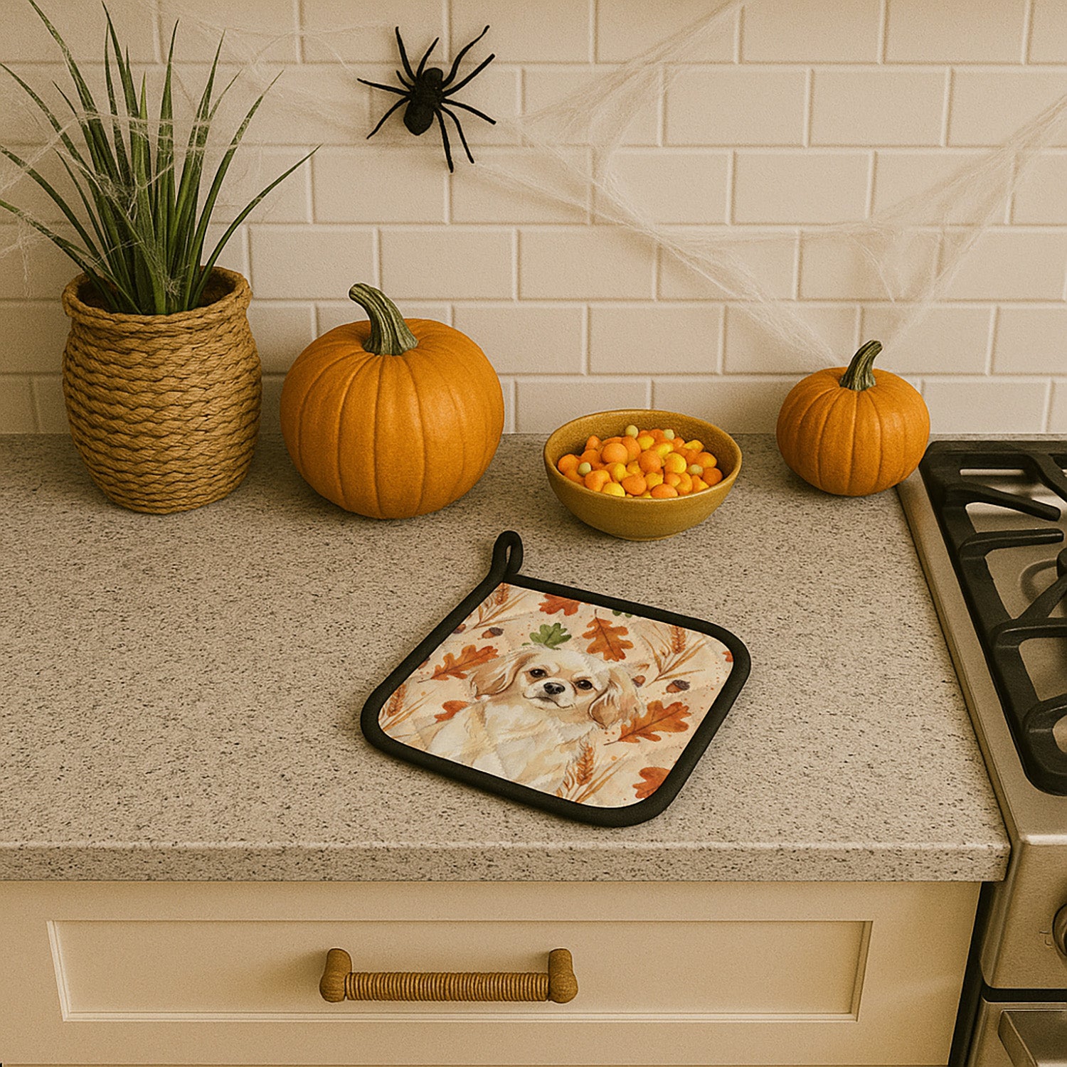 Caroline's Treasures Cream Tibetan Spaniel Heirloom Fall Pair of Pot Holders