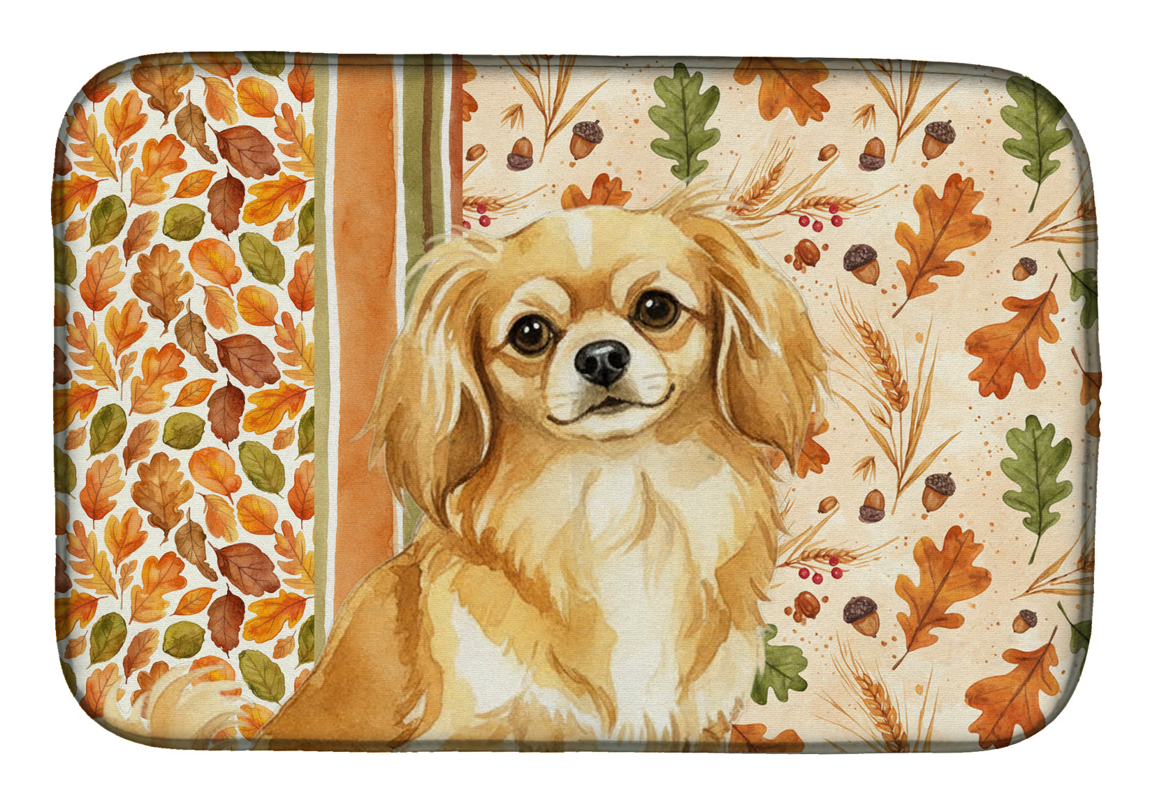 Caroline's Treasures Gold Tibetan Spaniel Heirloom Fall Dish Drying Mat