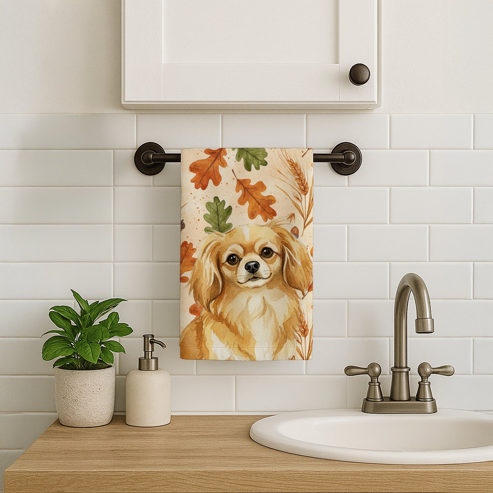 Caroline's Treasures Gold Tibetan Spaniel Heirloom Fall Kitchen Towel