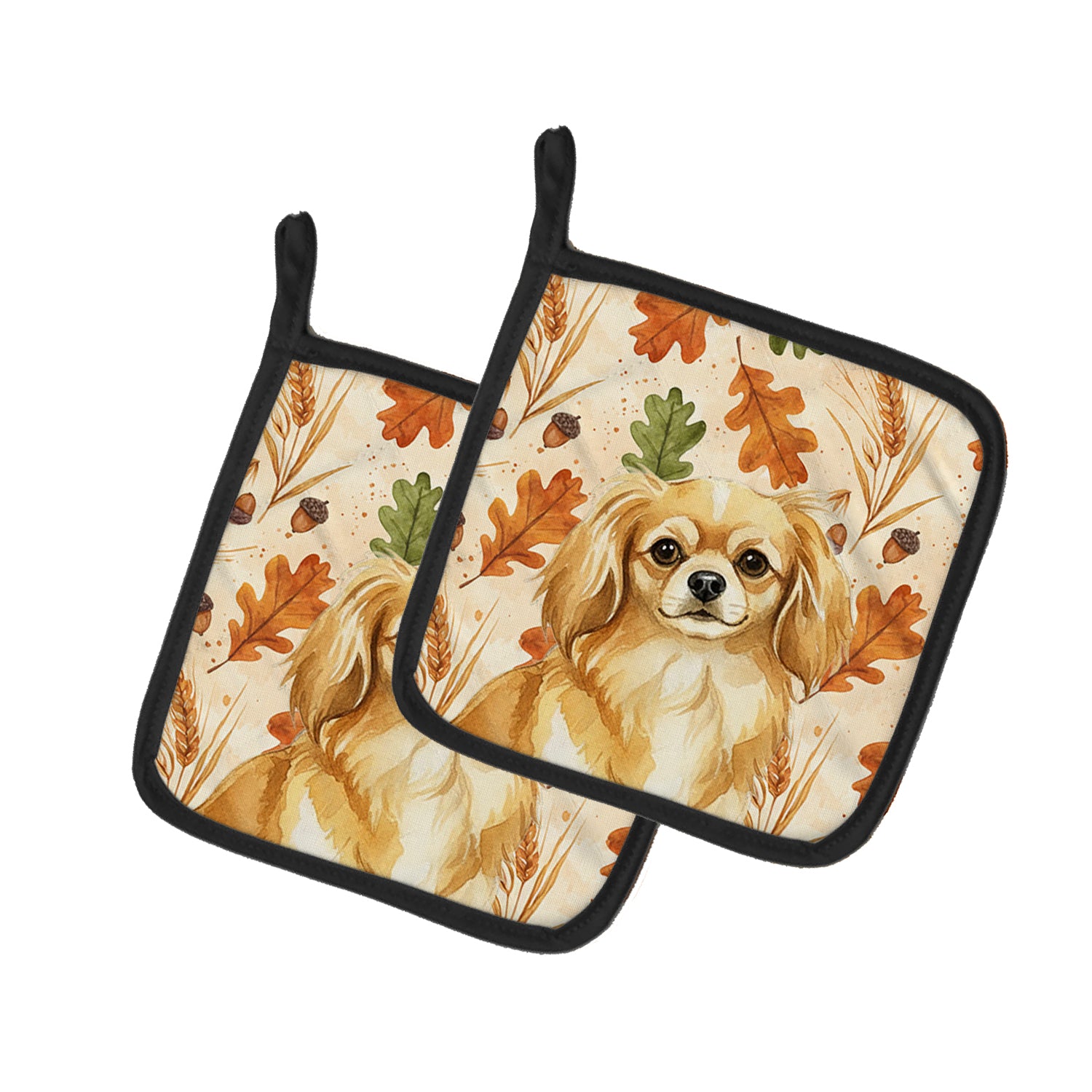 Caroline's Treasures Gold Tibetan Spaniel Heirloom Fall Pair of Pot Holders