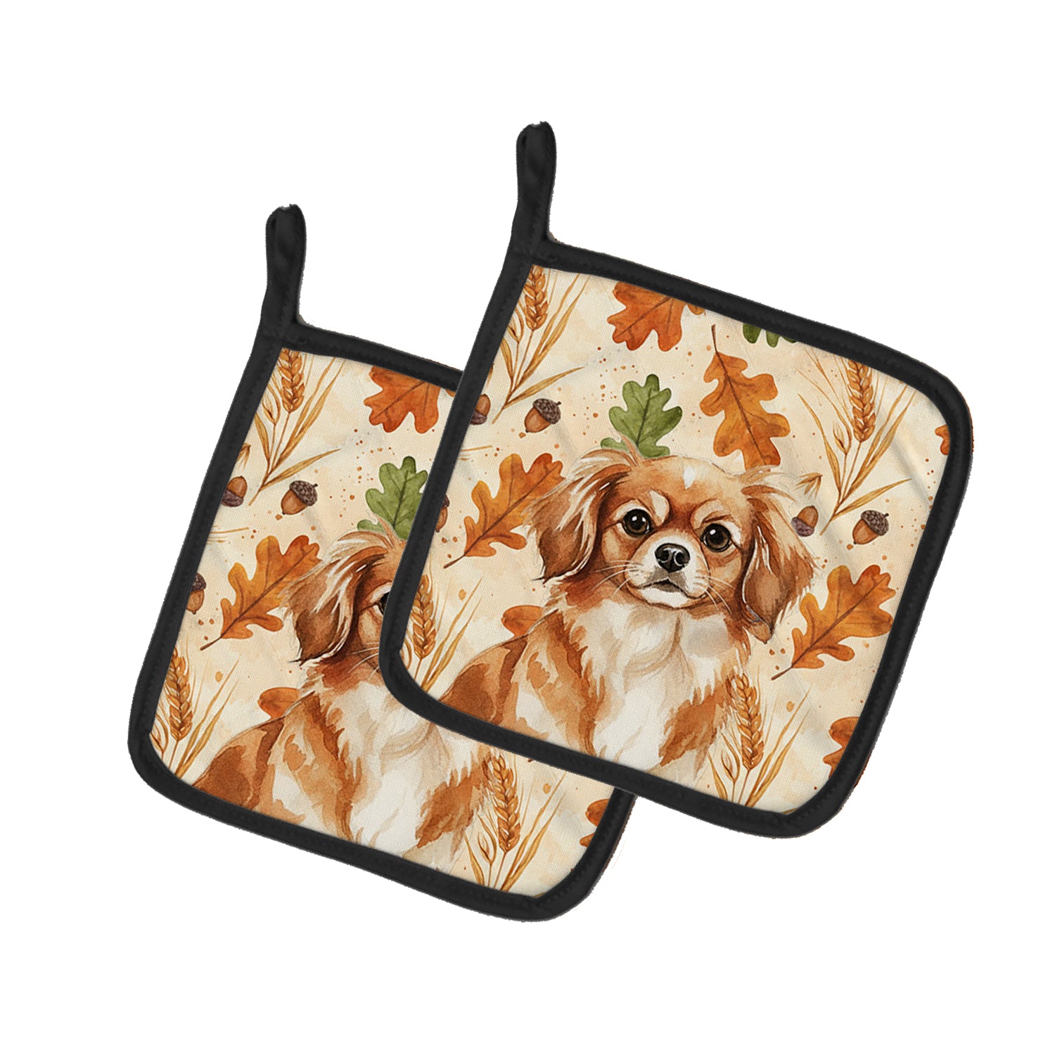 Caroline's Treasures Red Tibetan Spaniel Heirloom Fall Pair of Pot Holders