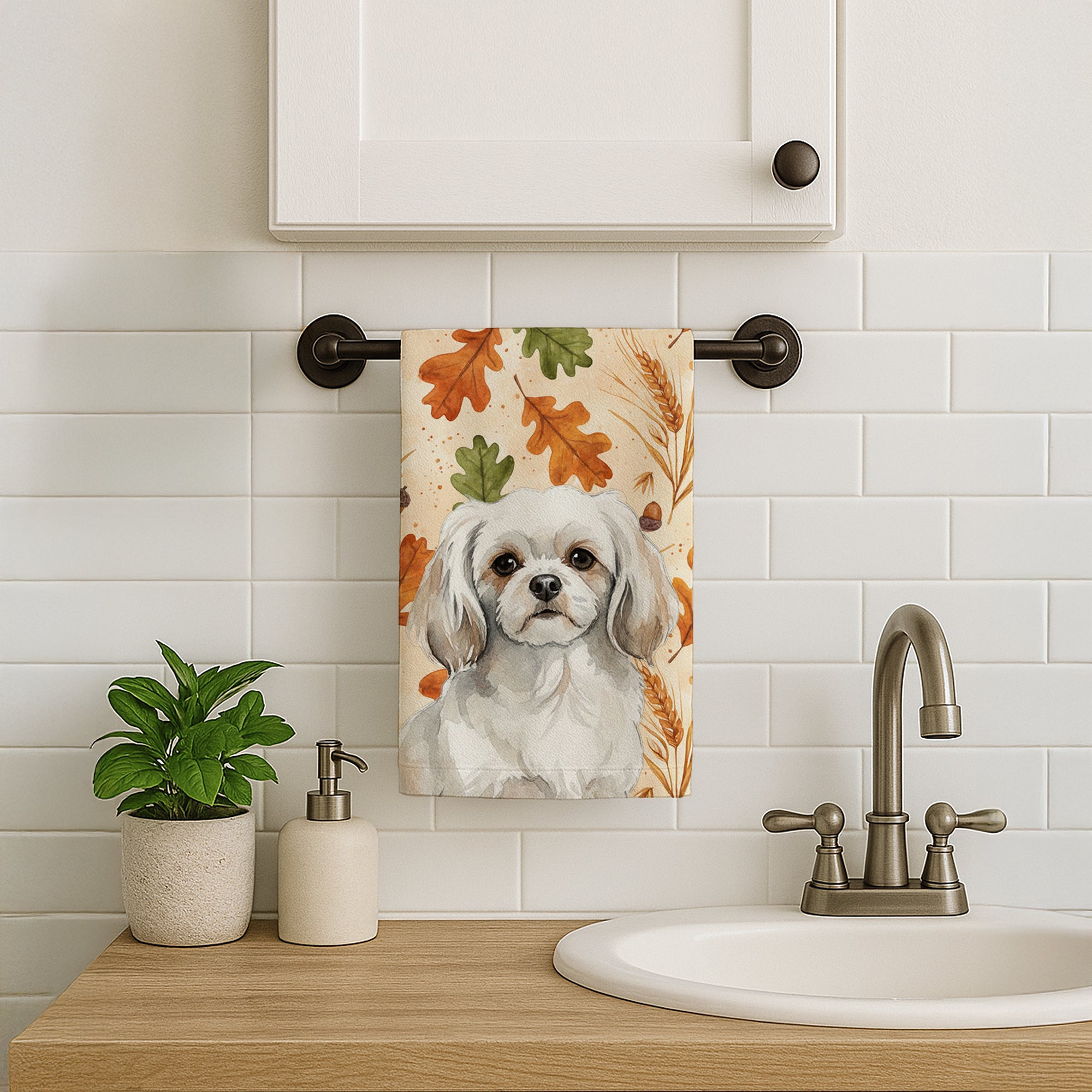 Caroline's Treasures White Tibetan Spaniel Heirloom Fall Kitchen Towel