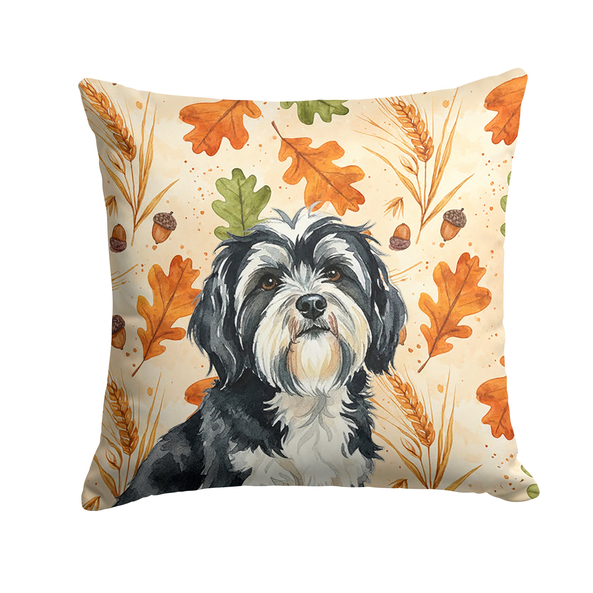 Caroline's Treasures Black and White Tibetan Terrier Heirloom Fall Throw Pillow