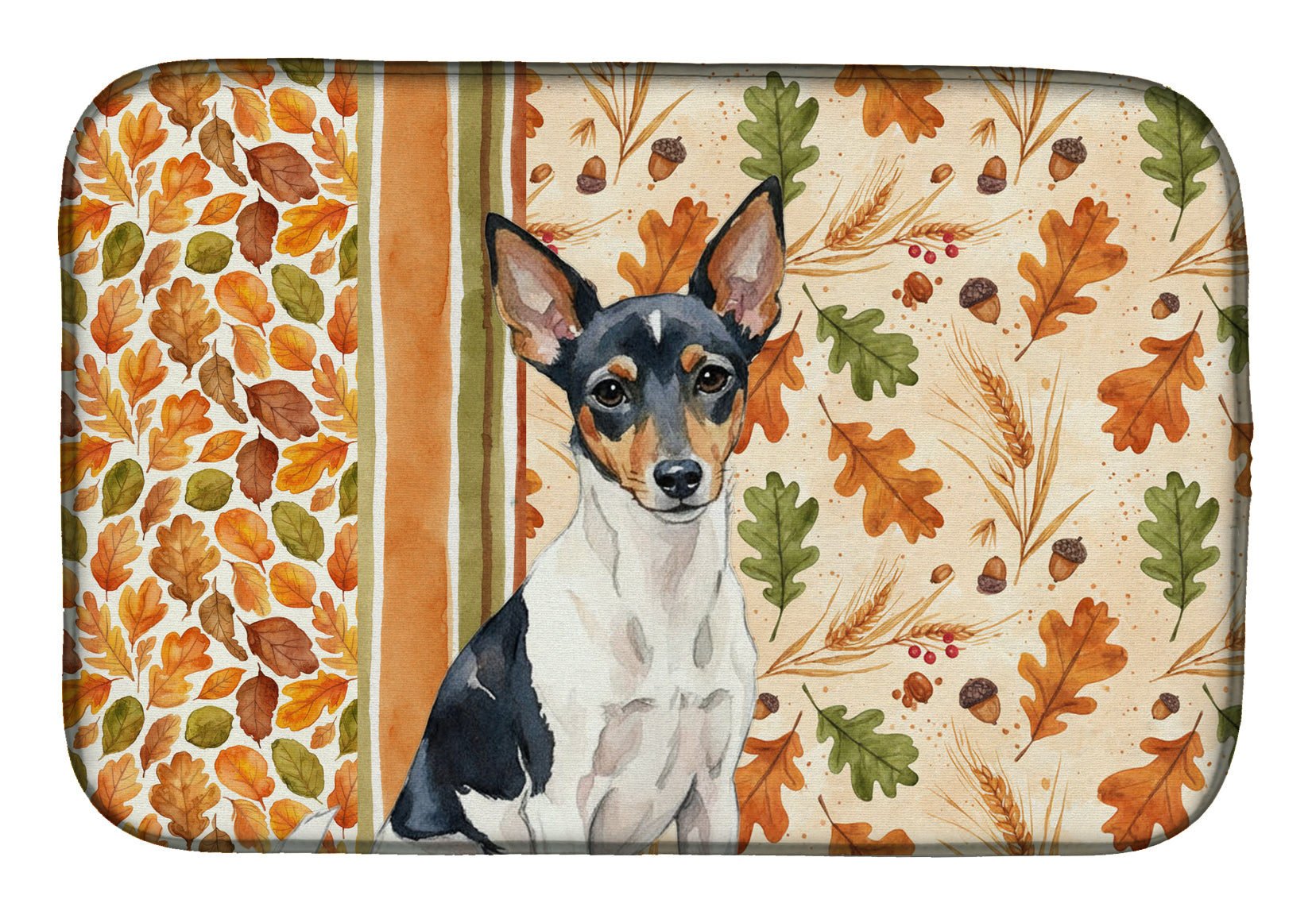 Caroline's Treasures Toy Fox Terrier Heirloom Fall Dish Drying Mat