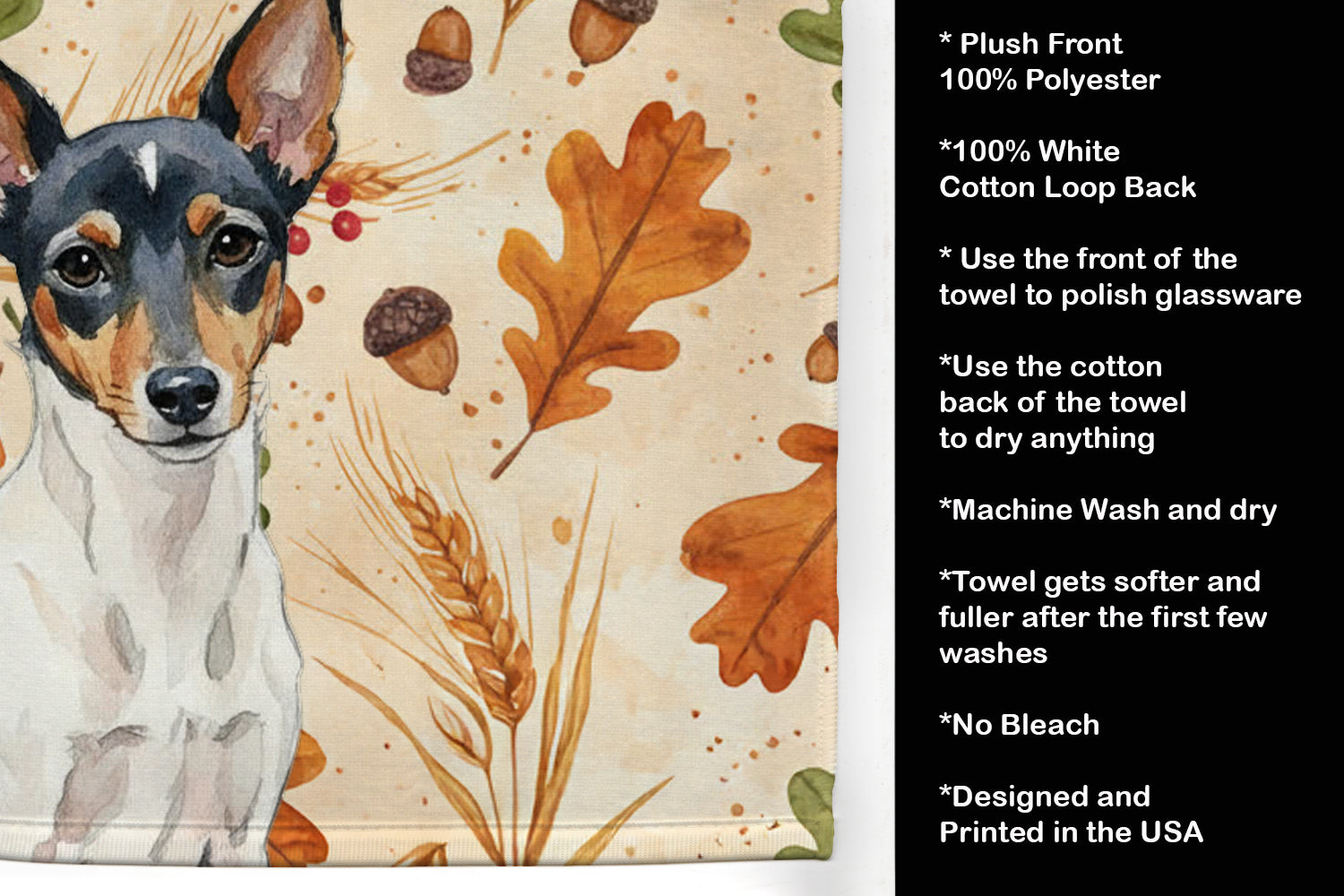 Caroline's Treasures Toy Fox Terrier Heirloom Fall Kitchen Towel