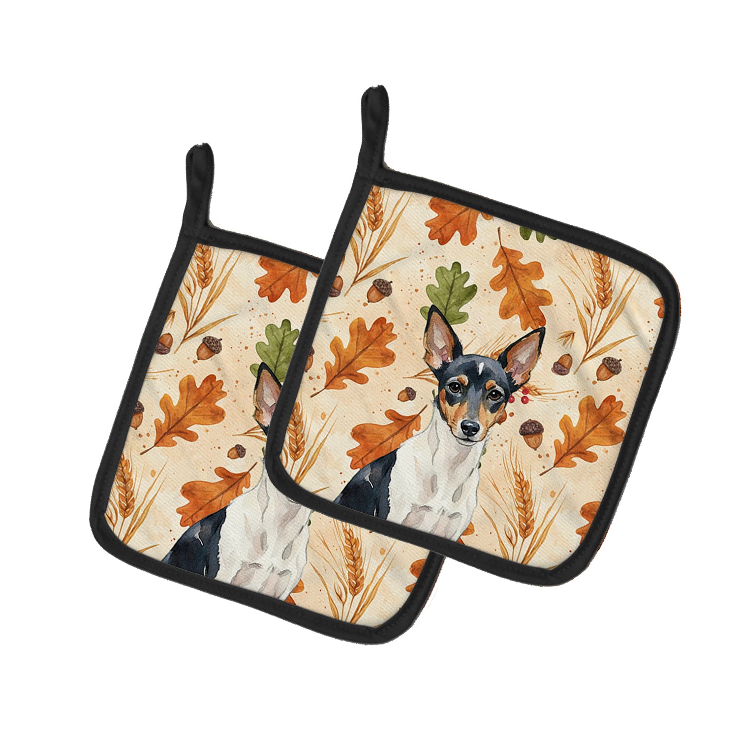 Caroline's Treasures Toy Fox Terrier Heirloom Fall Pair of Pot Holders