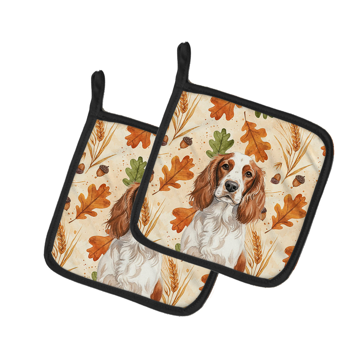 Caroline's Treasures Welsh Springer Spaniel Heirloom Fall Pair of Pot Holders