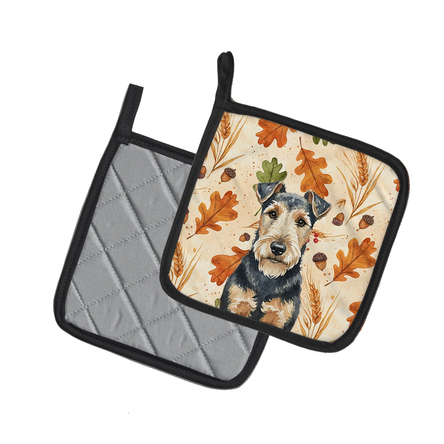 Caroline's Treasures Welsh Terrier Heirloom Fall Pair of Pot Holders