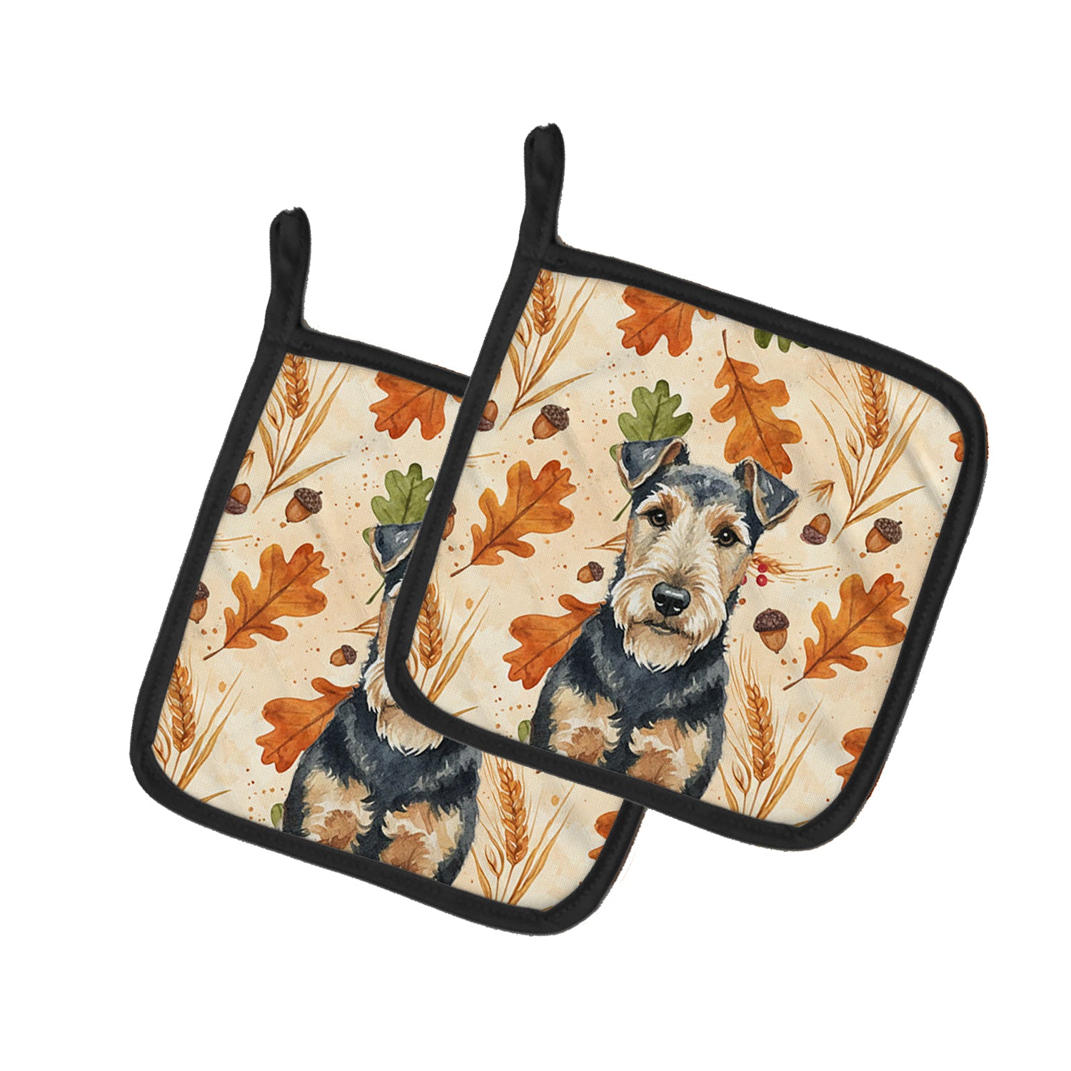 Caroline's Treasures Welsh Terrier Heirloom Fall Pair of Pot Holders