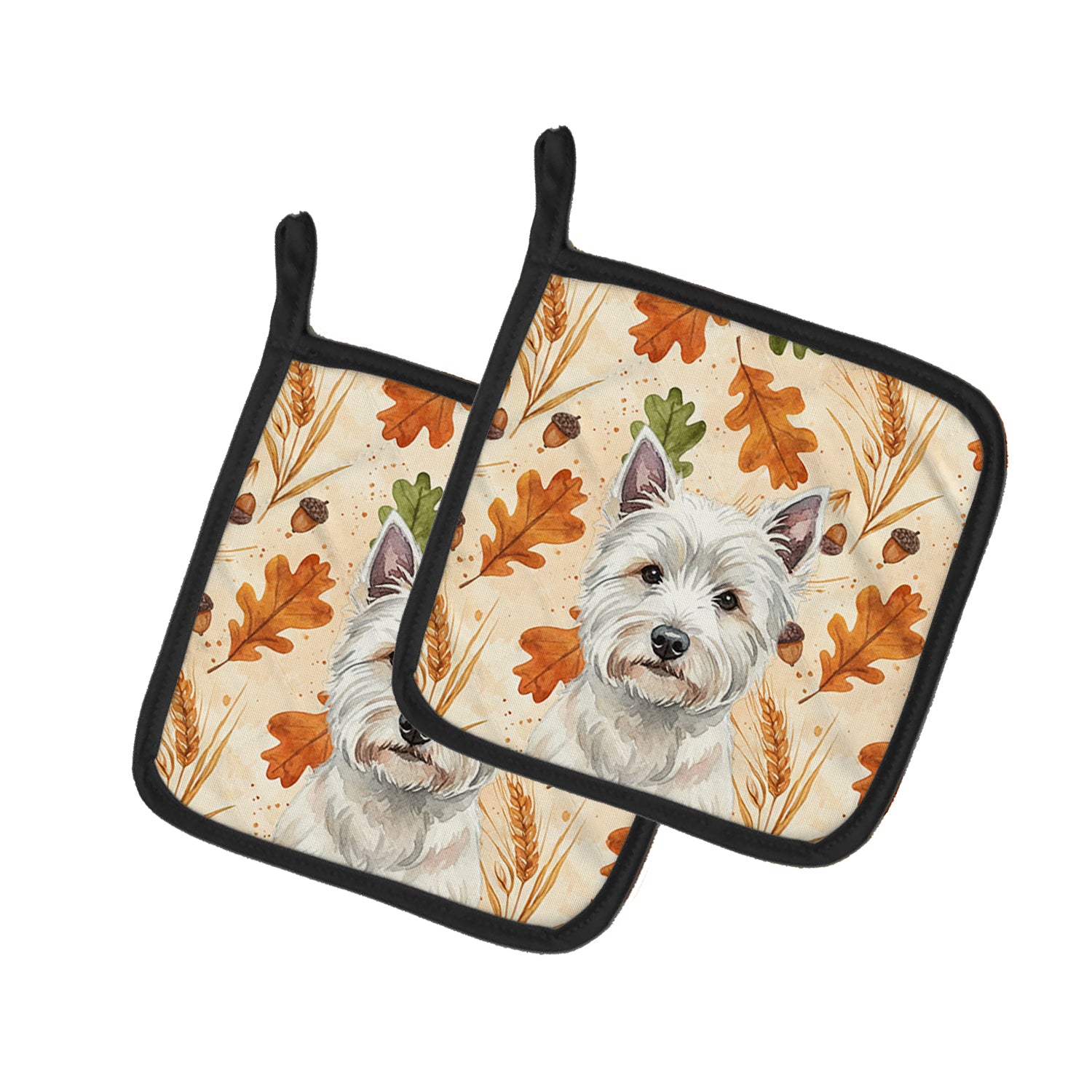 Caroline's Treasures Westie Heirloom Fall Pair of Pot Holders