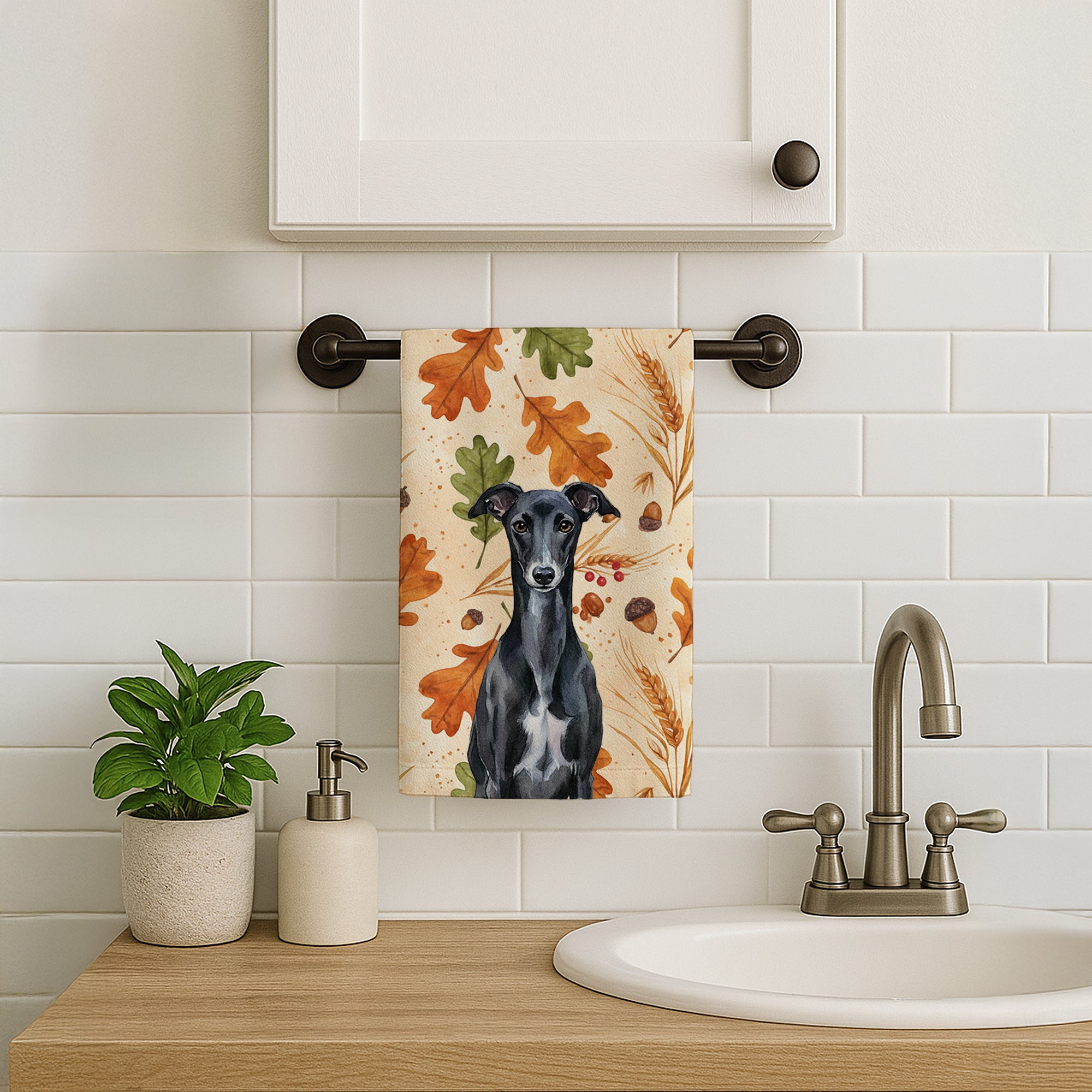 Caroline's Treasures Black Whippet Heirloom Fall Kitchen Towel
