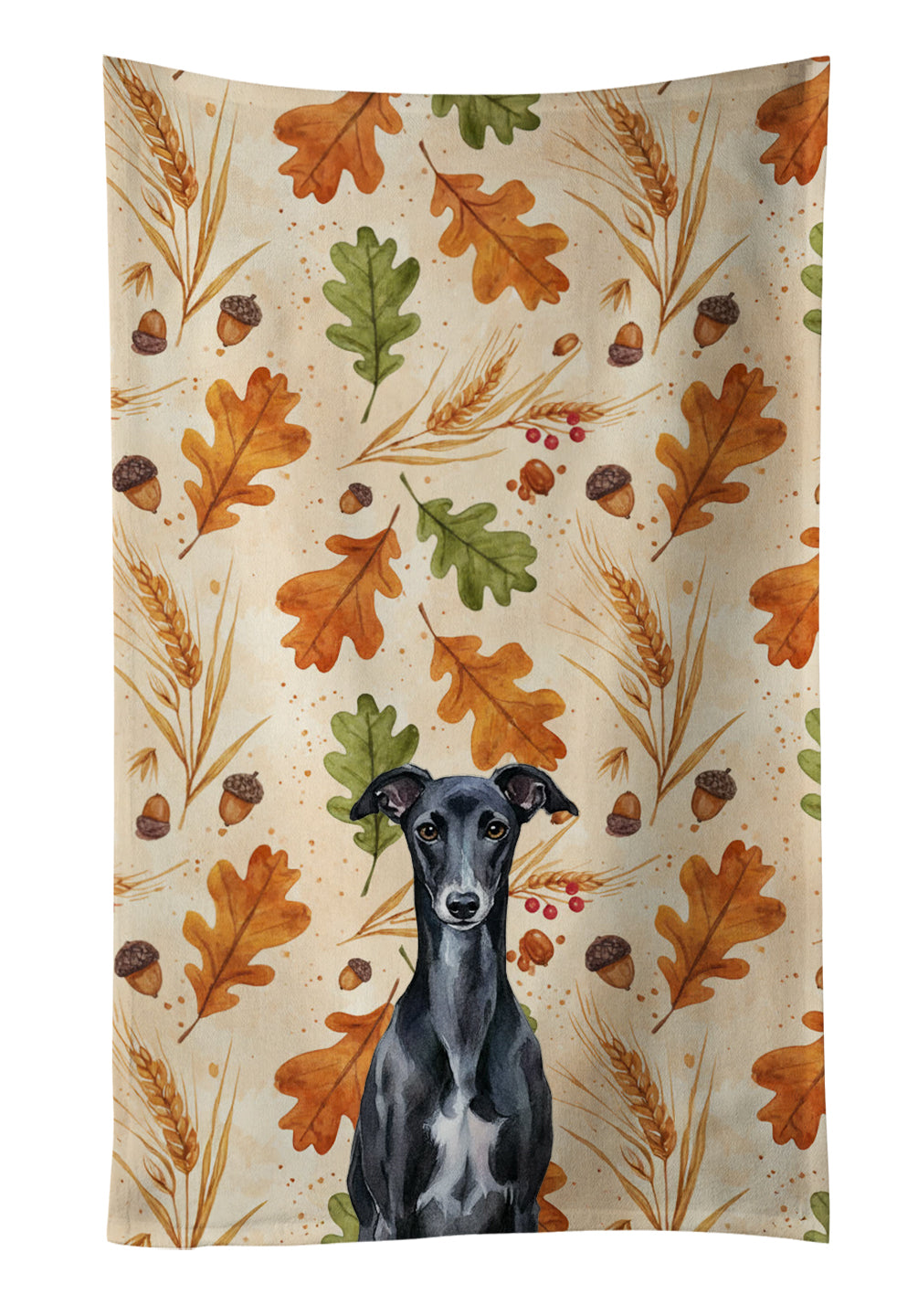 Caroline's Treasures Black Whippet Heirloom Fall Kitchen Towel