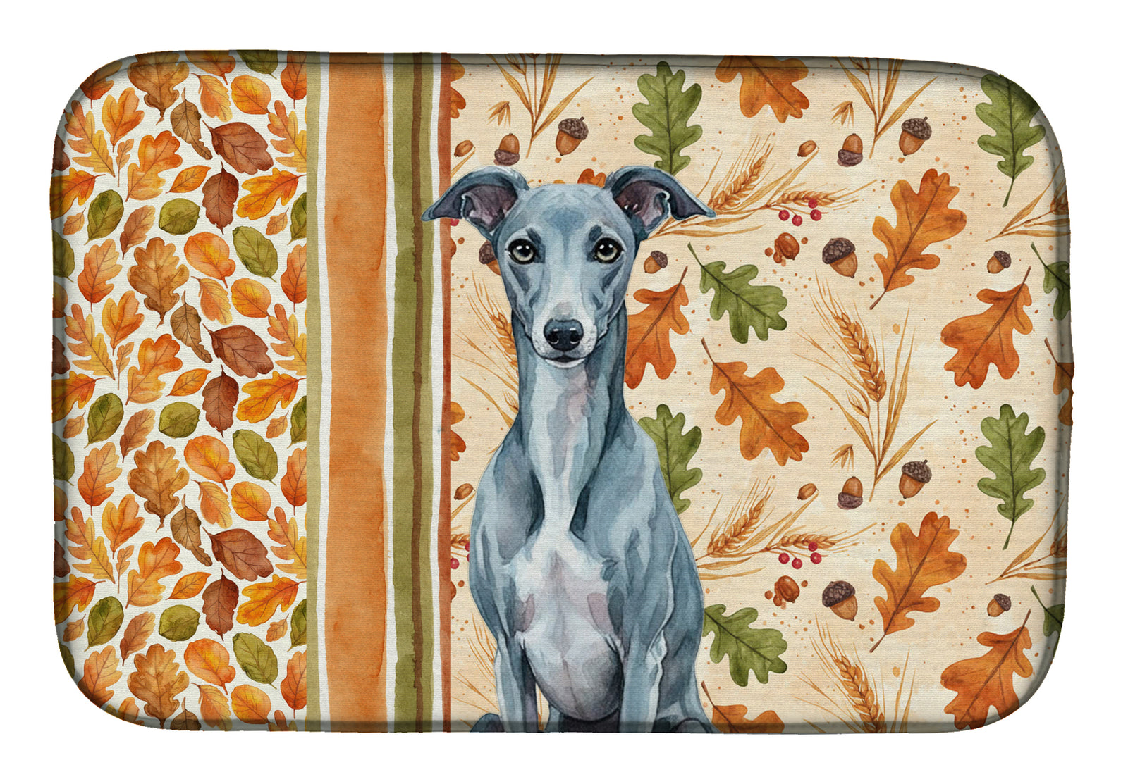 Caroline's Treasures Blue Whippet Heirloom Fall Dish Drying Mat
