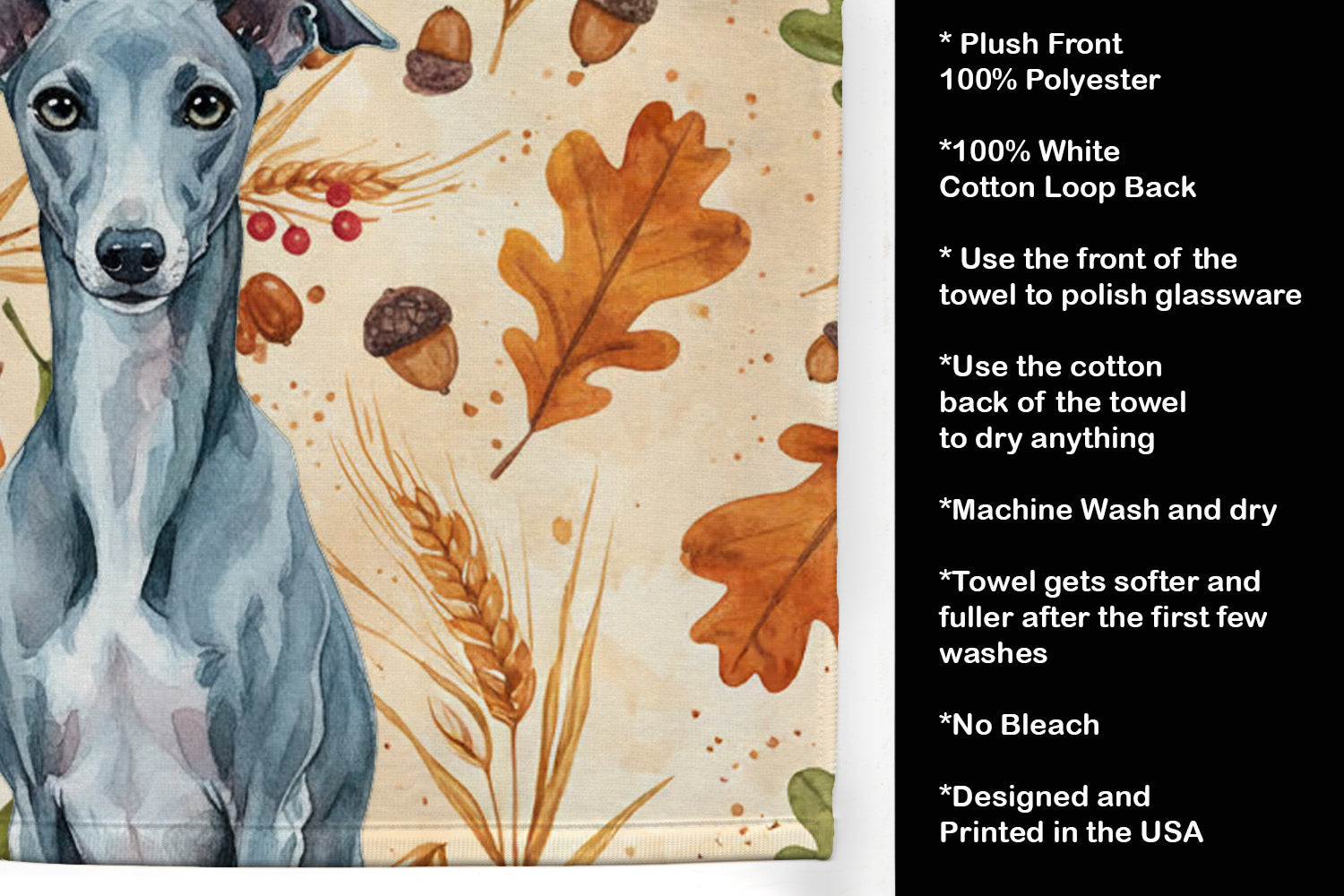 Caroline's Treasures Blue Whippet Heirloom Fall Kitchen Towel