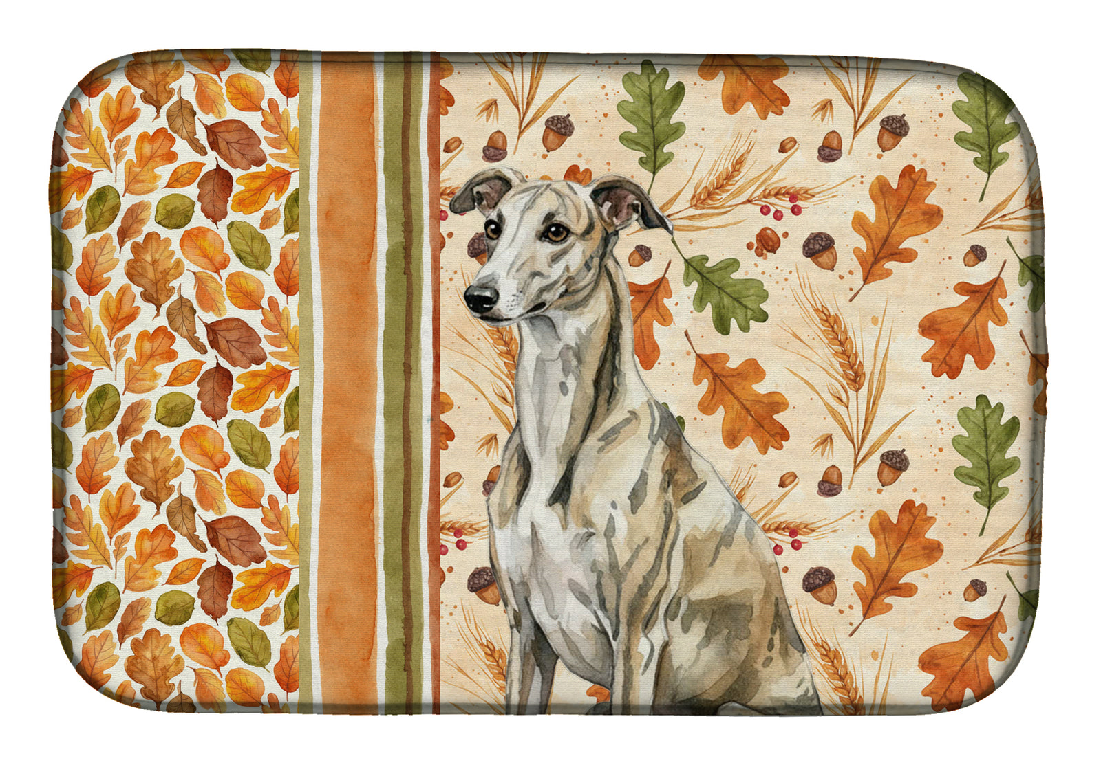 Caroline's Treasures Brindle Whippet Heirloom Fall Dish Drying Mat