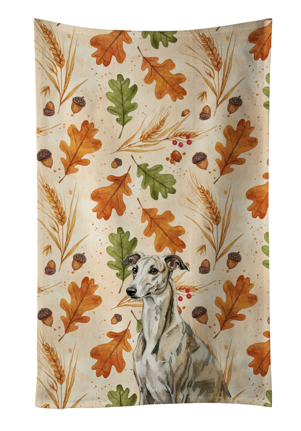 Caroline's Treasures Brindle Whippet Heirloom Fall Kitchen Towel
