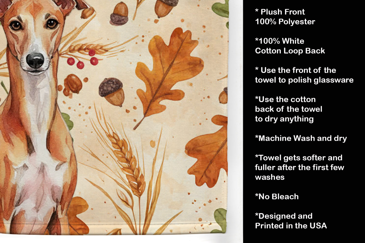 Caroline's Treasures Red Whippet Heirloom Fall Kitchen Towel