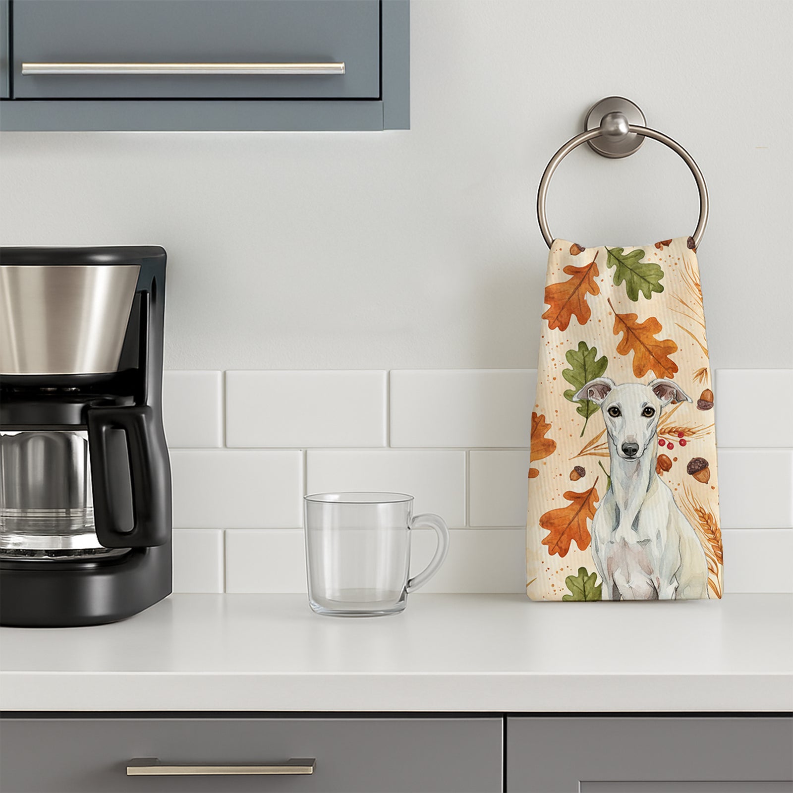 Caroline's Treasures White Whippet Heirloom Fall Kitchen Towel