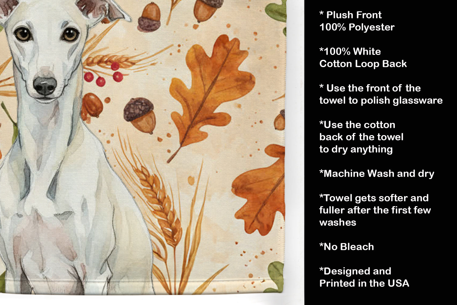 Caroline's Treasures White Whippet Heirloom Fall Kitchen Towel