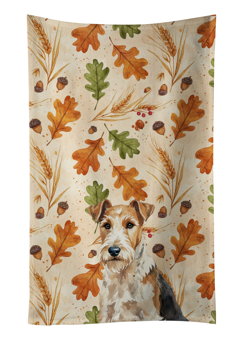 Caroline's Treasures Wire Fox Terrier Heirloom Fall Kitchen Towel