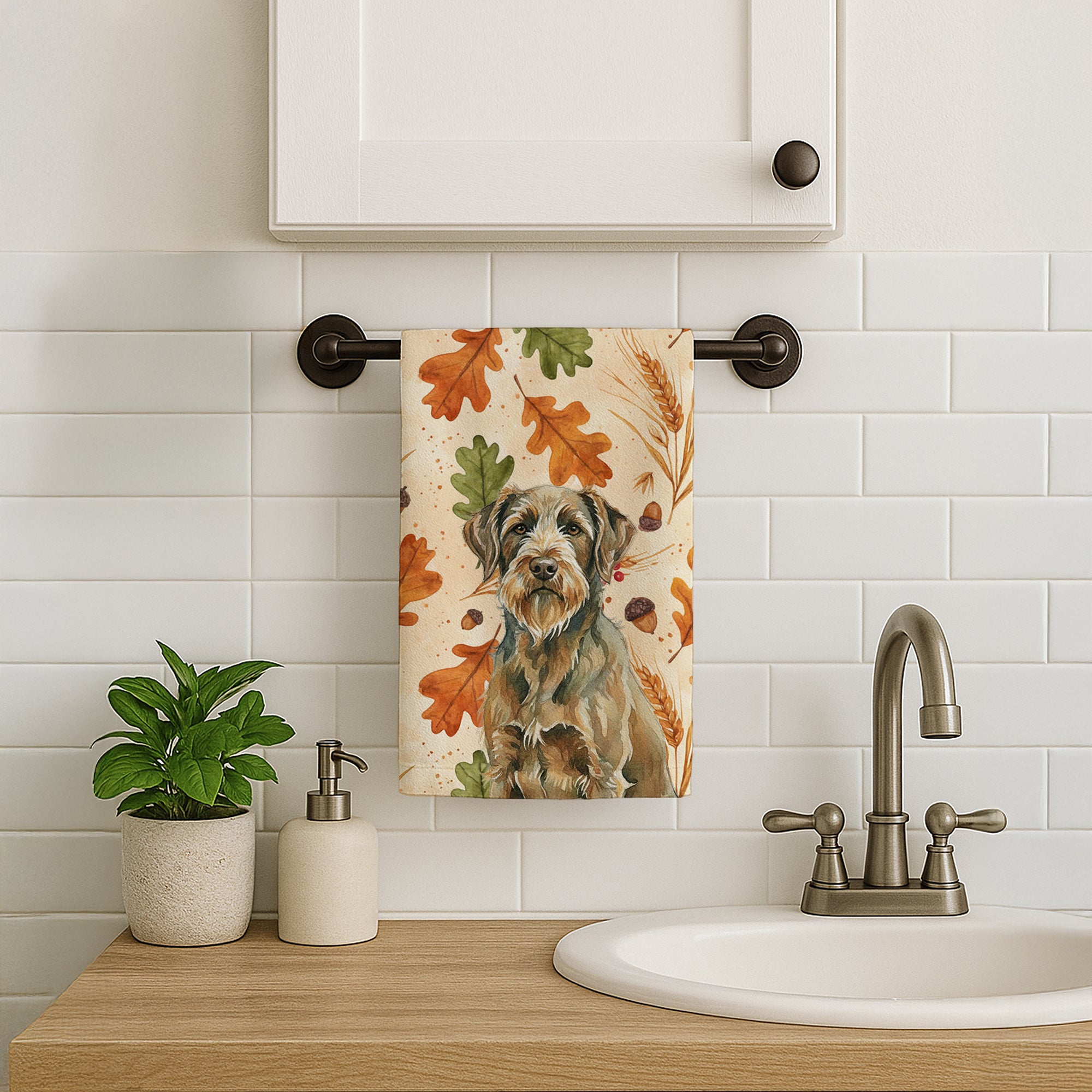 Caroline's Treasures Chestnut Wirehaired Pointing Griffon Heirloom Fall Kitchen Towel