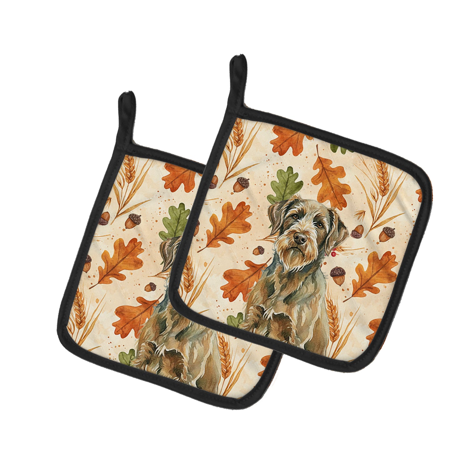 Caroline's Treasures Chestnut Wirehaired Pointing Griffon Heirloom Fall Pair of Pot Holders