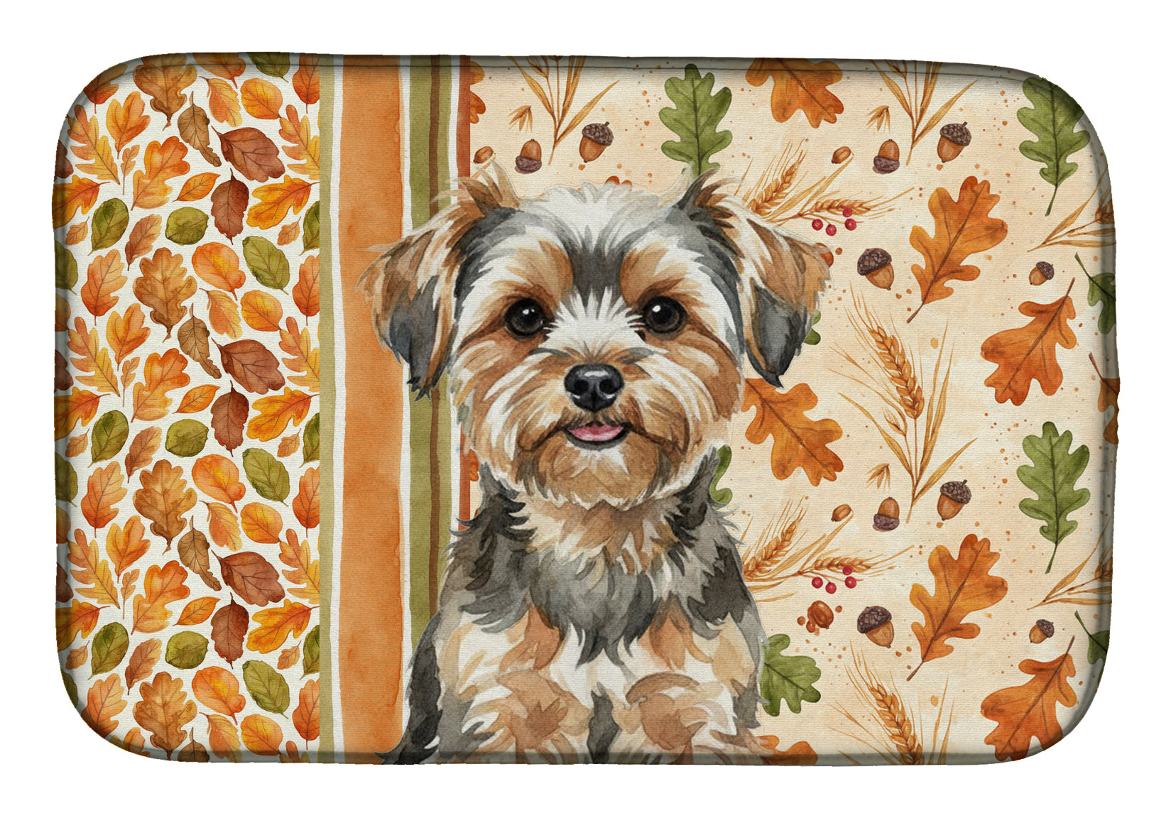 Caroline's Treasures Yorkiepoo Heirloom Fall Dish Drying Mat