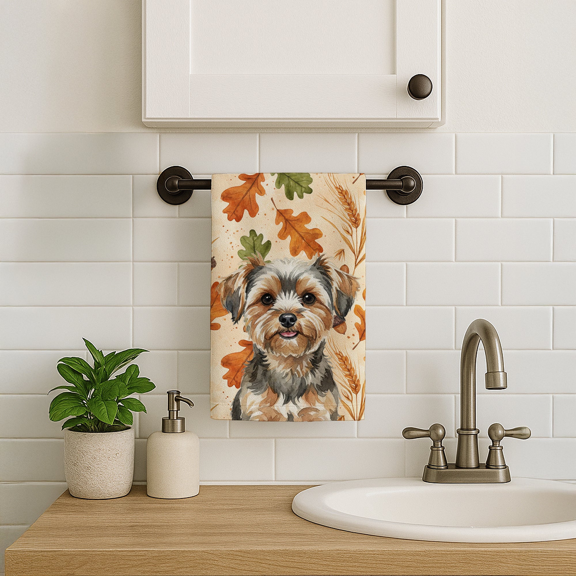 Caroline's Treasures Yorkiepoo Heirloom Fall Kitchen Towel