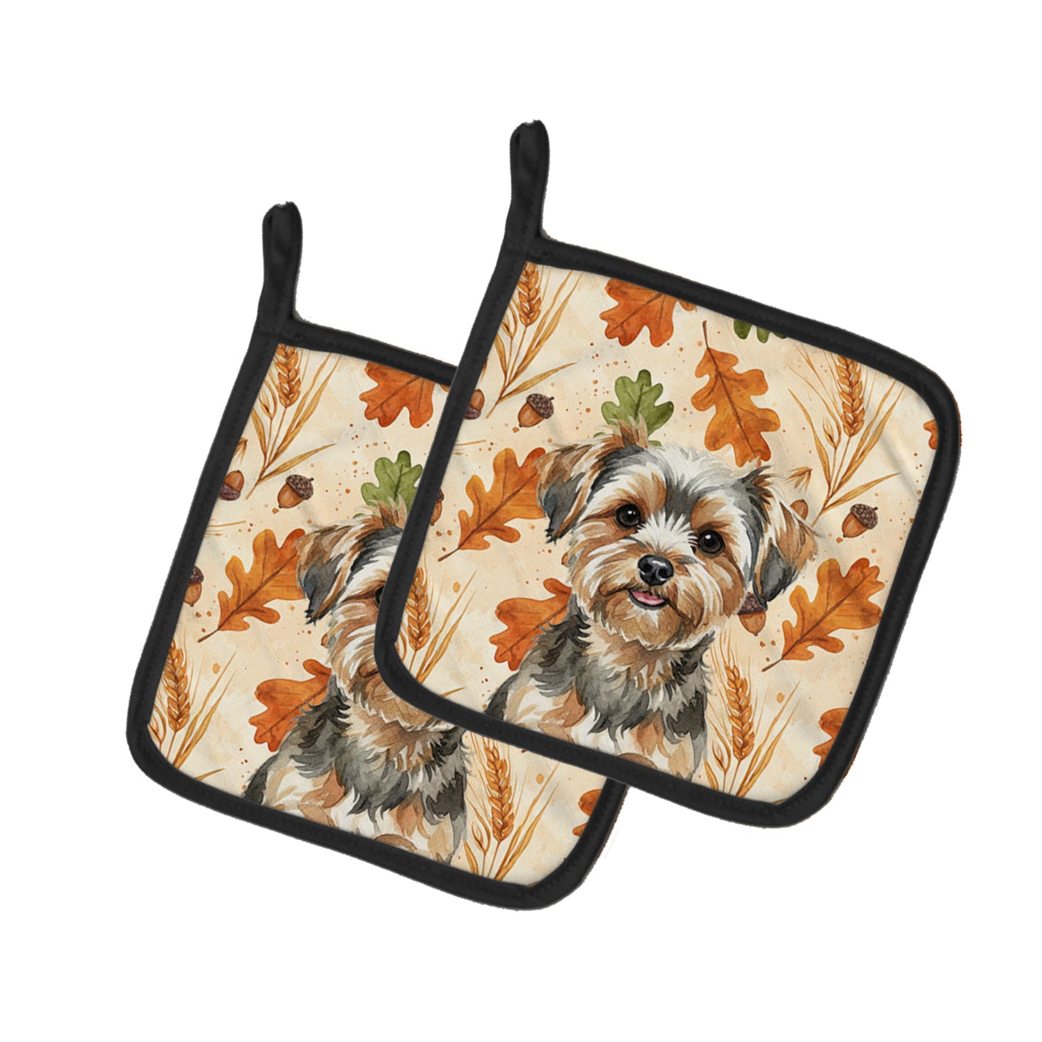 Caroline's Treasures Yorkiepoo Heirloom Fall Pair of Pot Holders