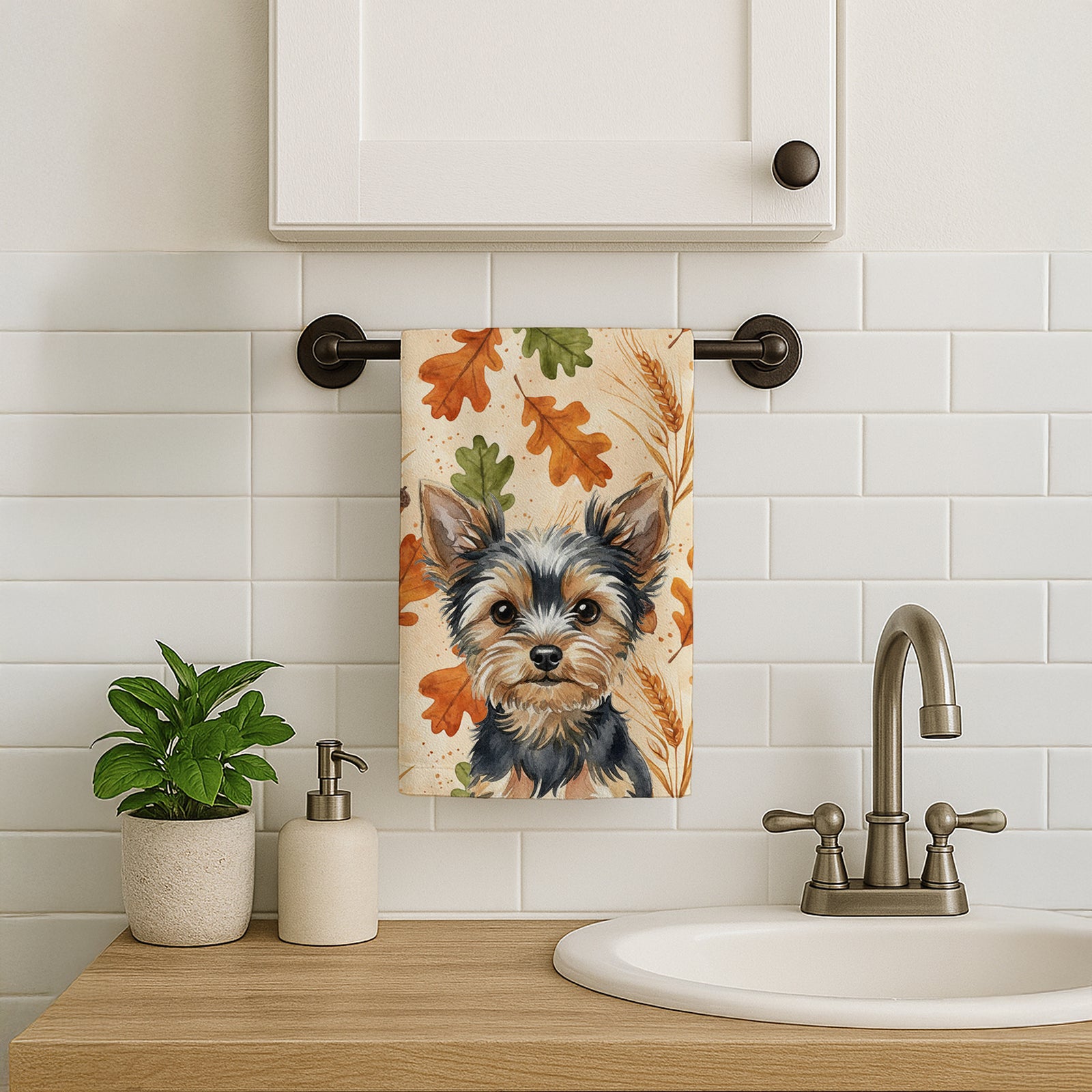 Caroline's Treasures Black and Tan Yorkshire Terrier Heirloom Fall Kitchen Towel