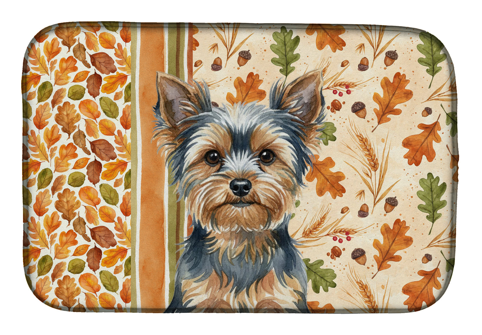 Caroline's Treasures Blue and Tan Yorkshire Terrier Heirloom Fall Dish Drying Mat