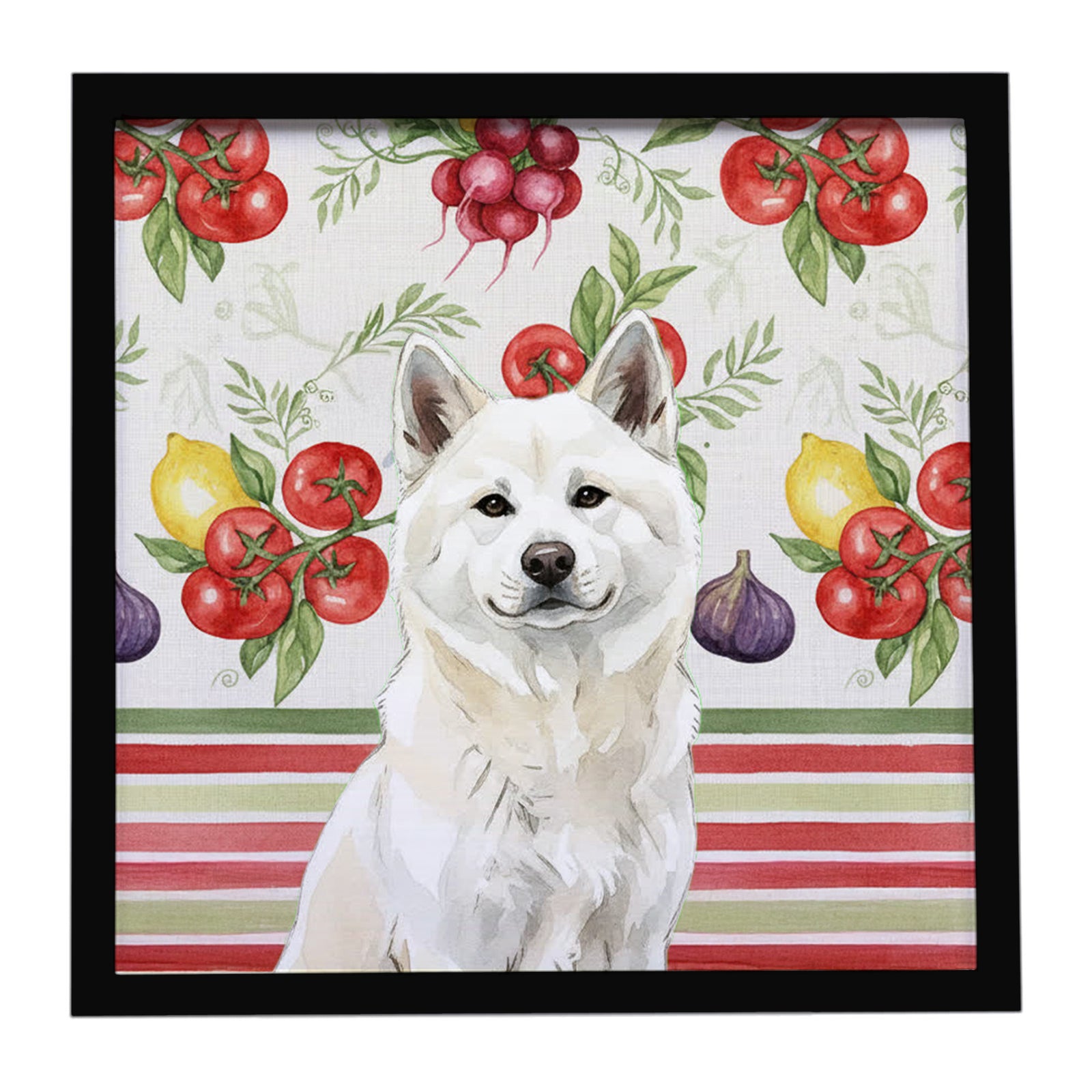 Caroline's Treasures White Akita Vegetables Framed Metal Print