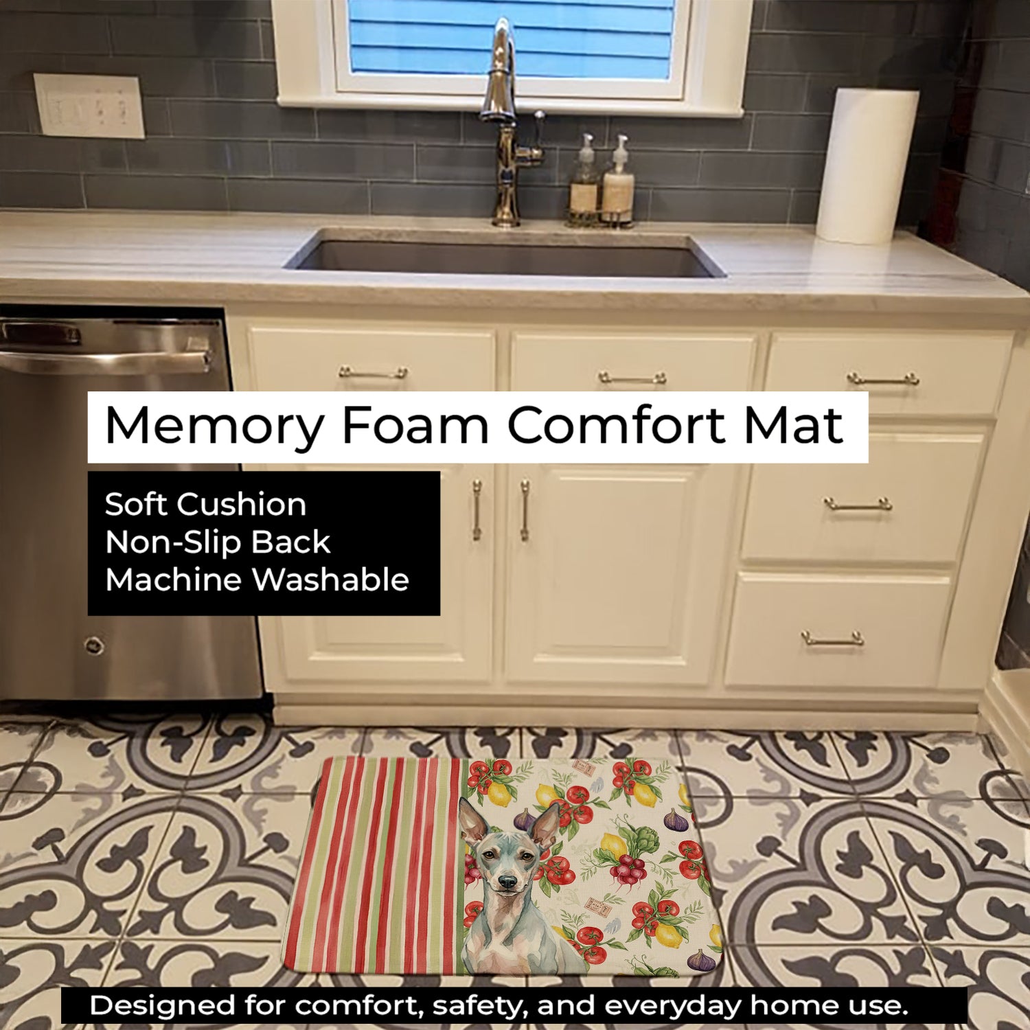 Caroline's Treasures American Hairless Terrier Vegetables Memory Foam Kitchen Mat